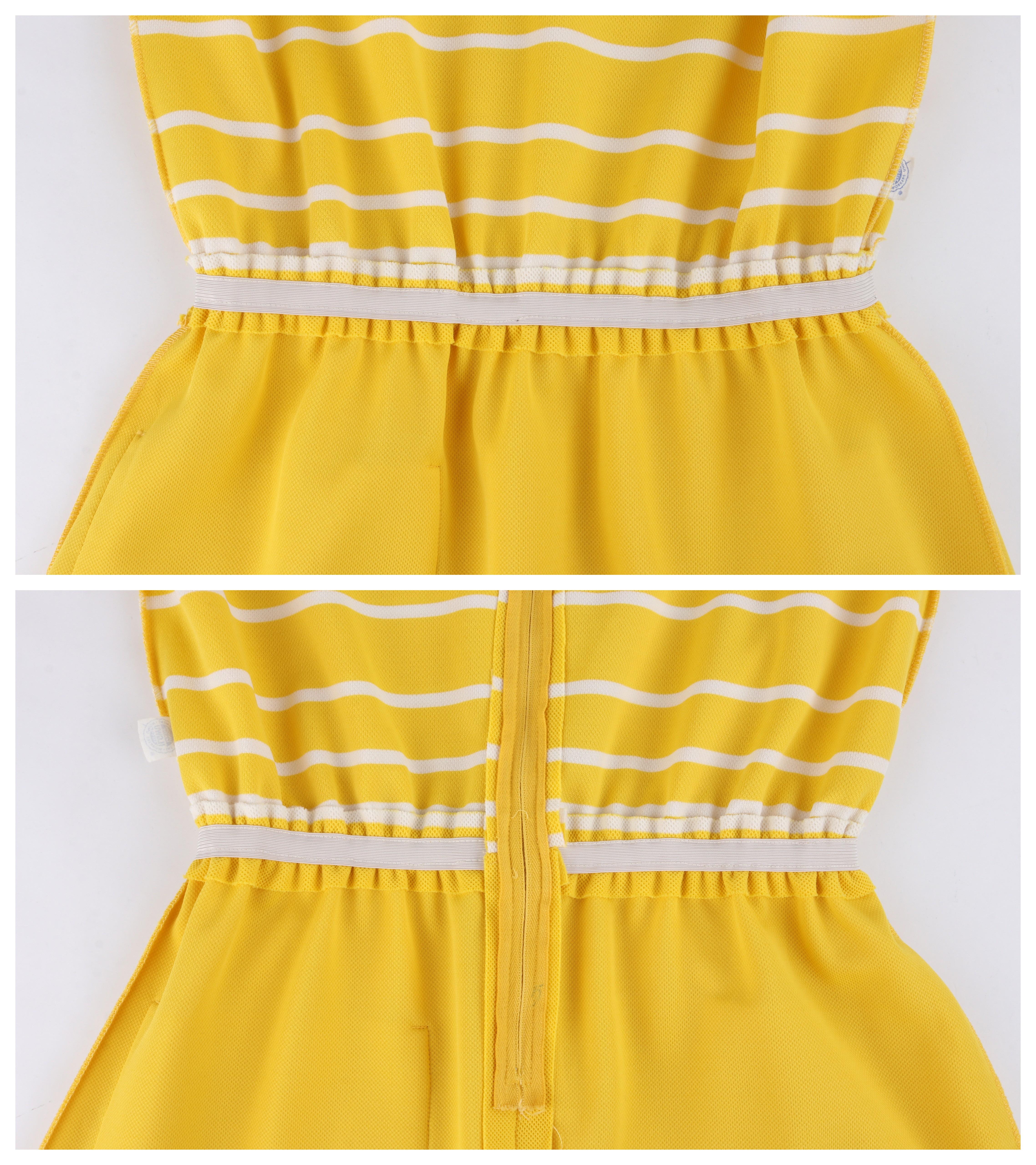 DAVID CRYSTAL LACOSTE c.1960's Yellow White Striped Knee Length Polo Sport Dress For Sale 1