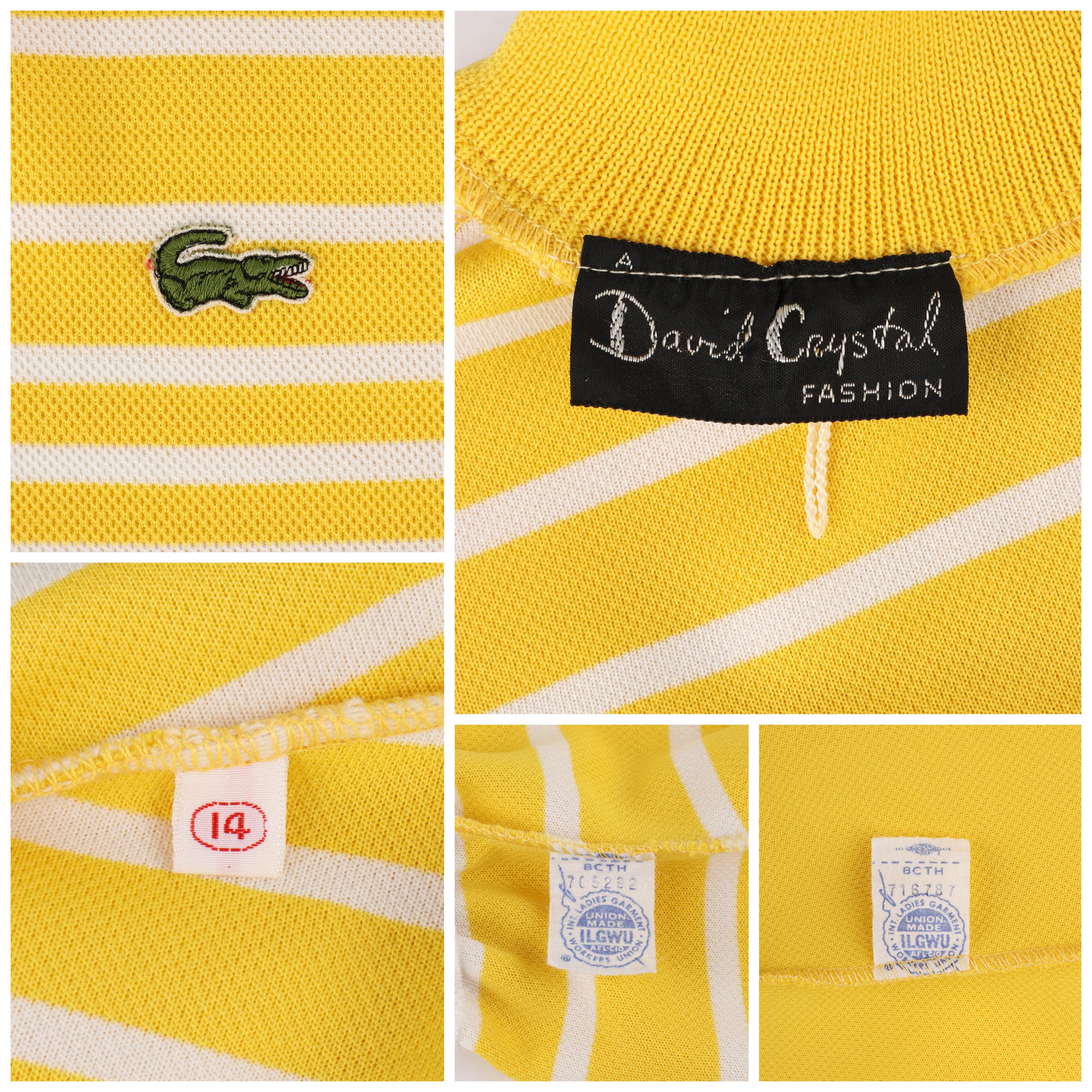 DAVID CRYSTAL LACOSTE um 1960 Gelbweiß gestreiftes knielanges Polo-Sportkleid im Angebot 5