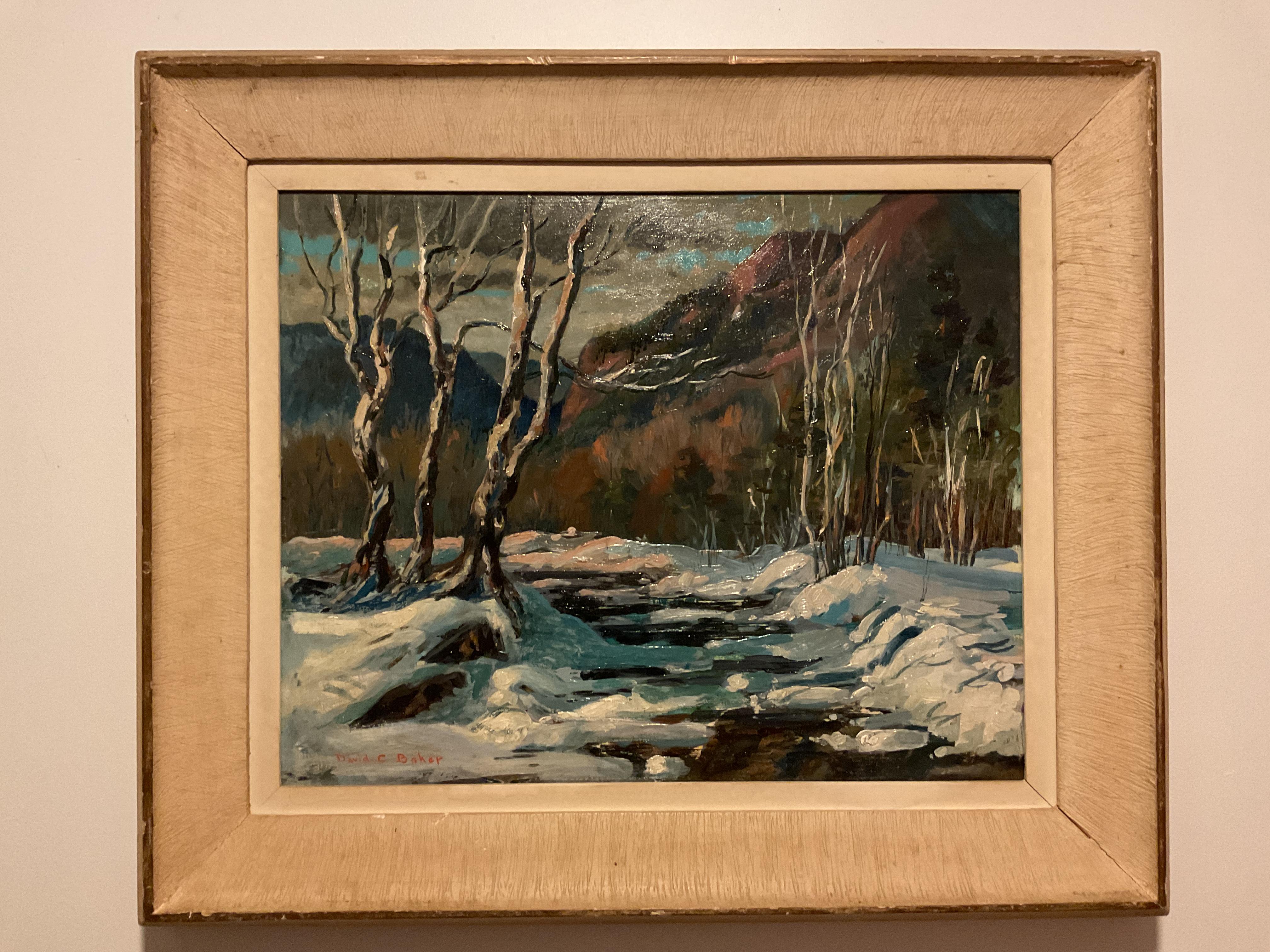 Jackson New Hampshire Winter Scene, David Curtis Baker (1915-1999) listed artist