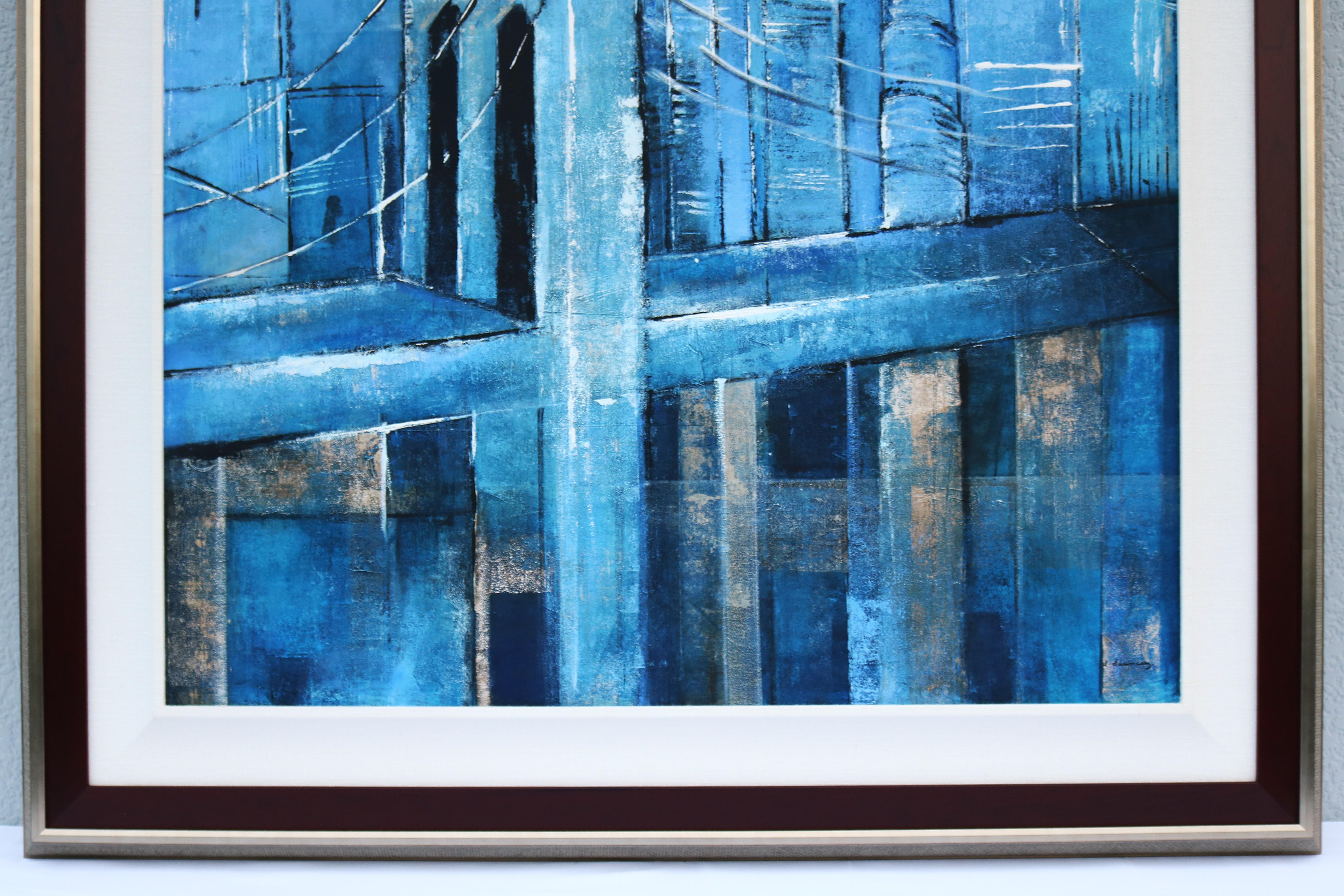 David Dauncey Zeitgenössische Stadtlandschaft Original-Acrylgemälde auf Leinwand Gerahmt im Angebot 3
