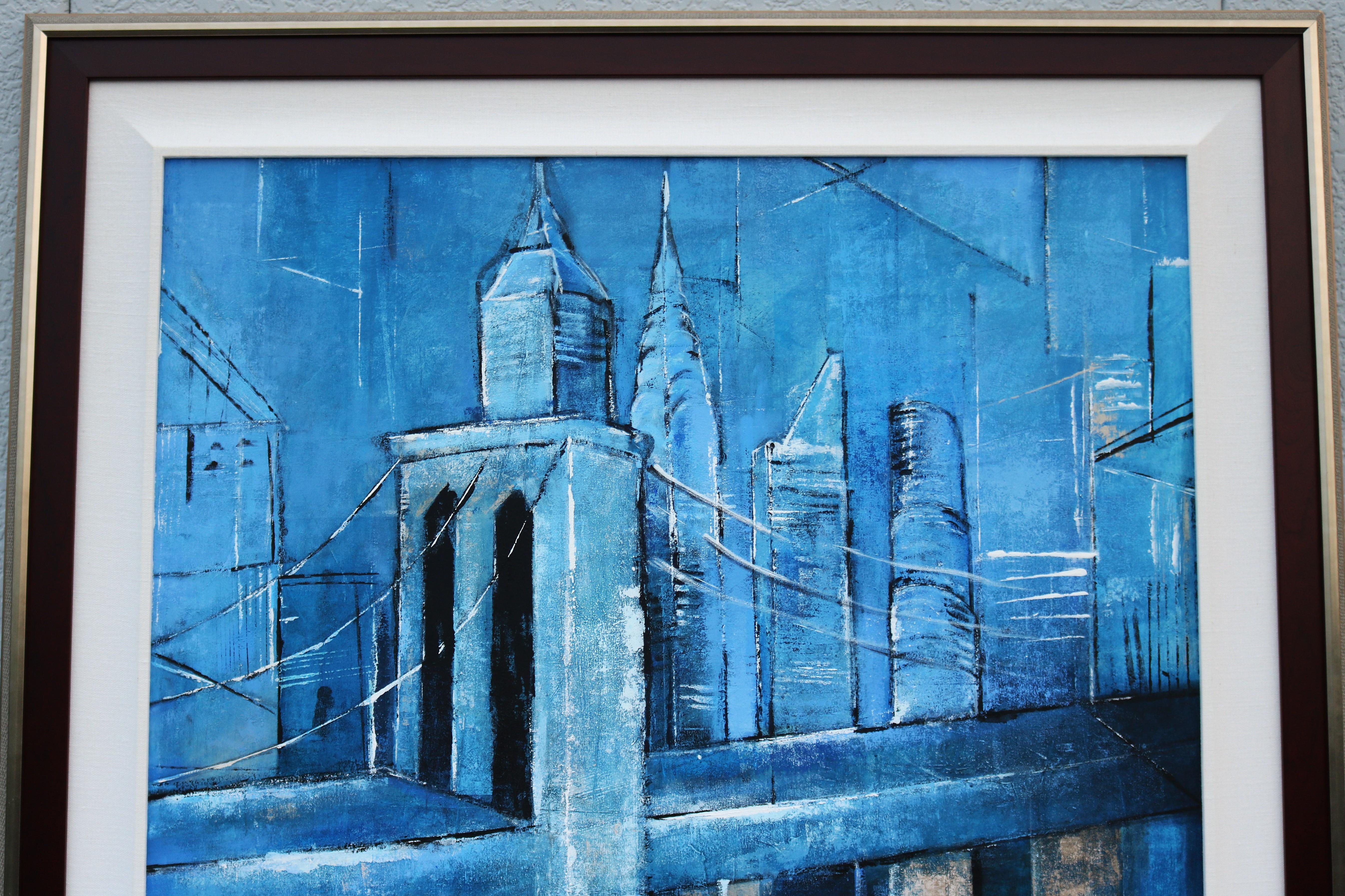 David Dauncey Zeitgenössische Stadtlandschaft Original-Acrylgemälde auf Leinwand Gerahmt im Angebot 4