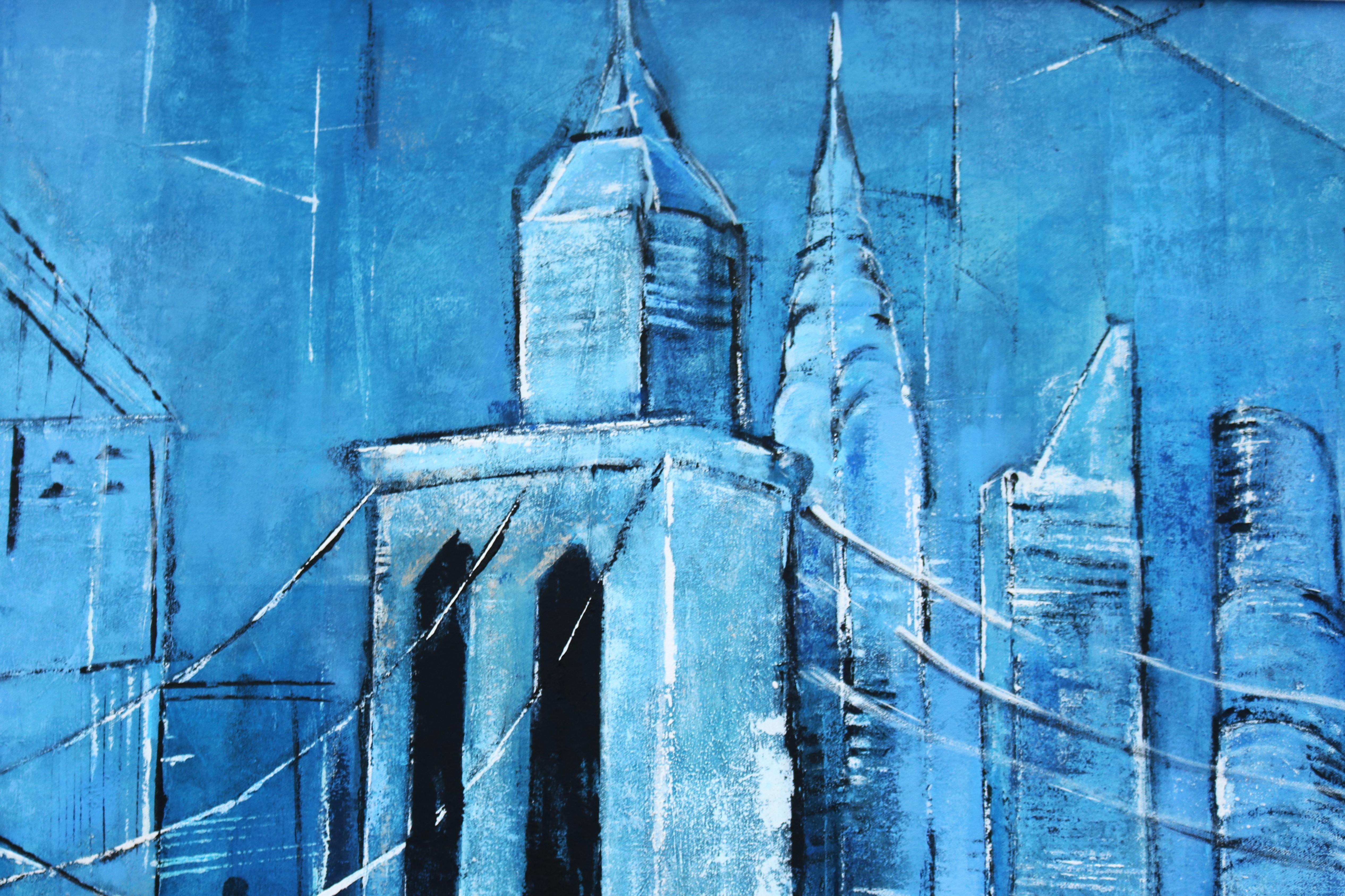 David Dauncey Zeitgenössische Stadtlandschaft Original-Acrylgemälde auf Leinwand Gerahmt im Angebot 7