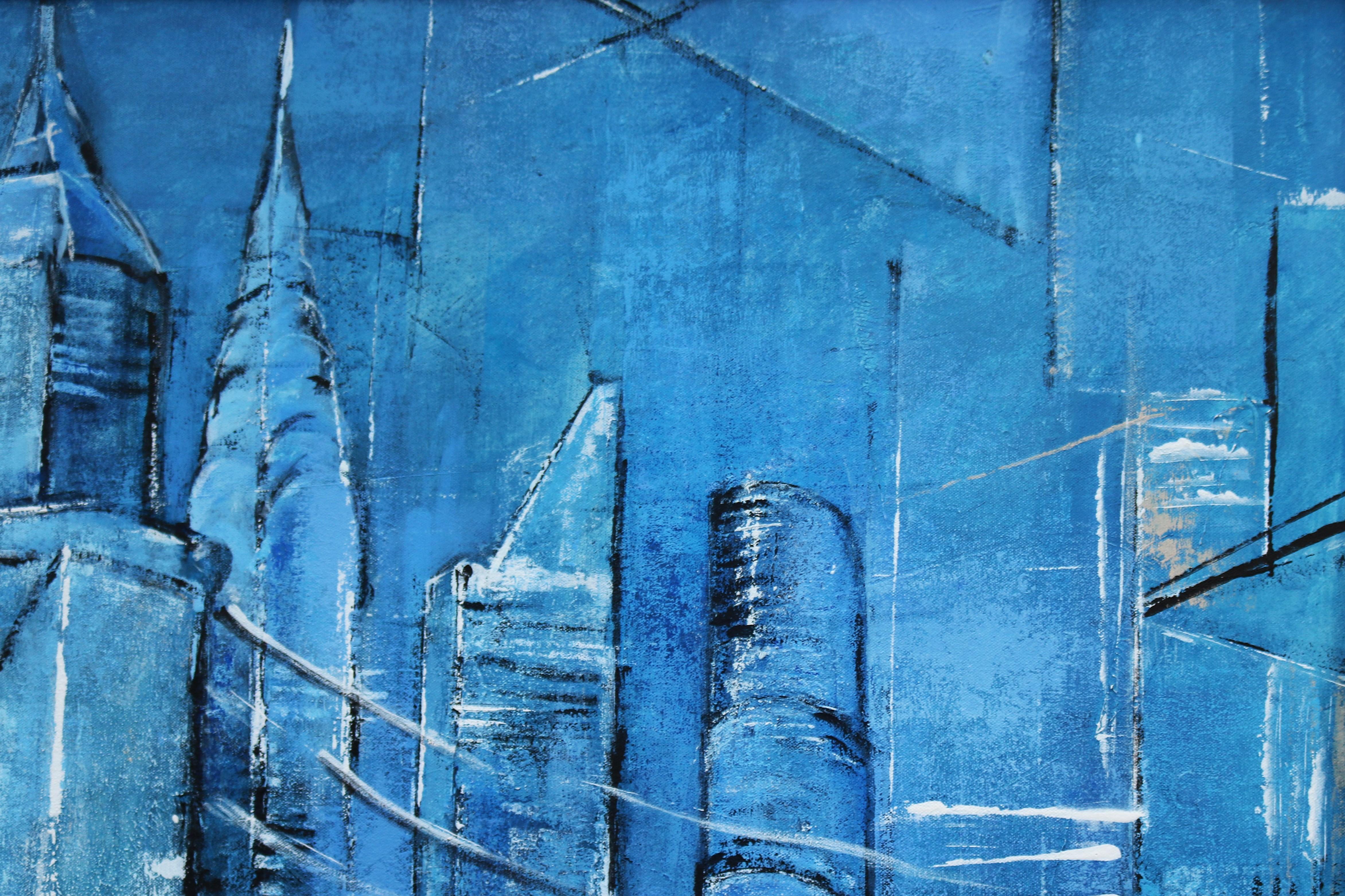 David Dauncey Zeitgenössische Stadtlandschaft Original-Acrylgemälde auf Leinwand Gerahmt im Angebot 8