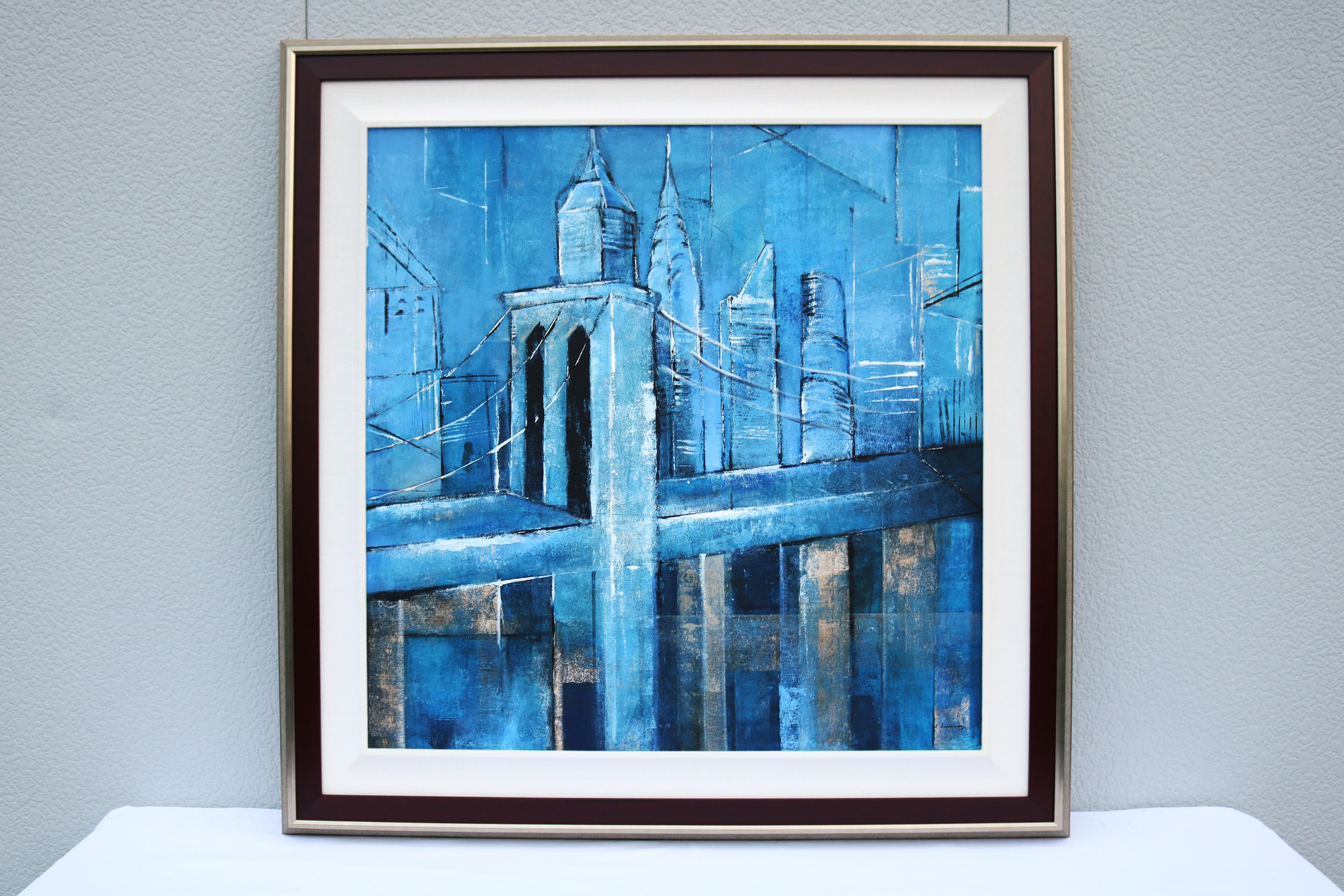 Fabelhafte Stadtlandschaft Original Acrylgemälde auf Leinwand von Künstler David Dauncey.
Vom Künstler rechts unten handsigniert.
Das abstrakte Gemälde fängt die Essenz der ikonischen Skyline von New York City ein, mit prominenten Wolkenkratzern und