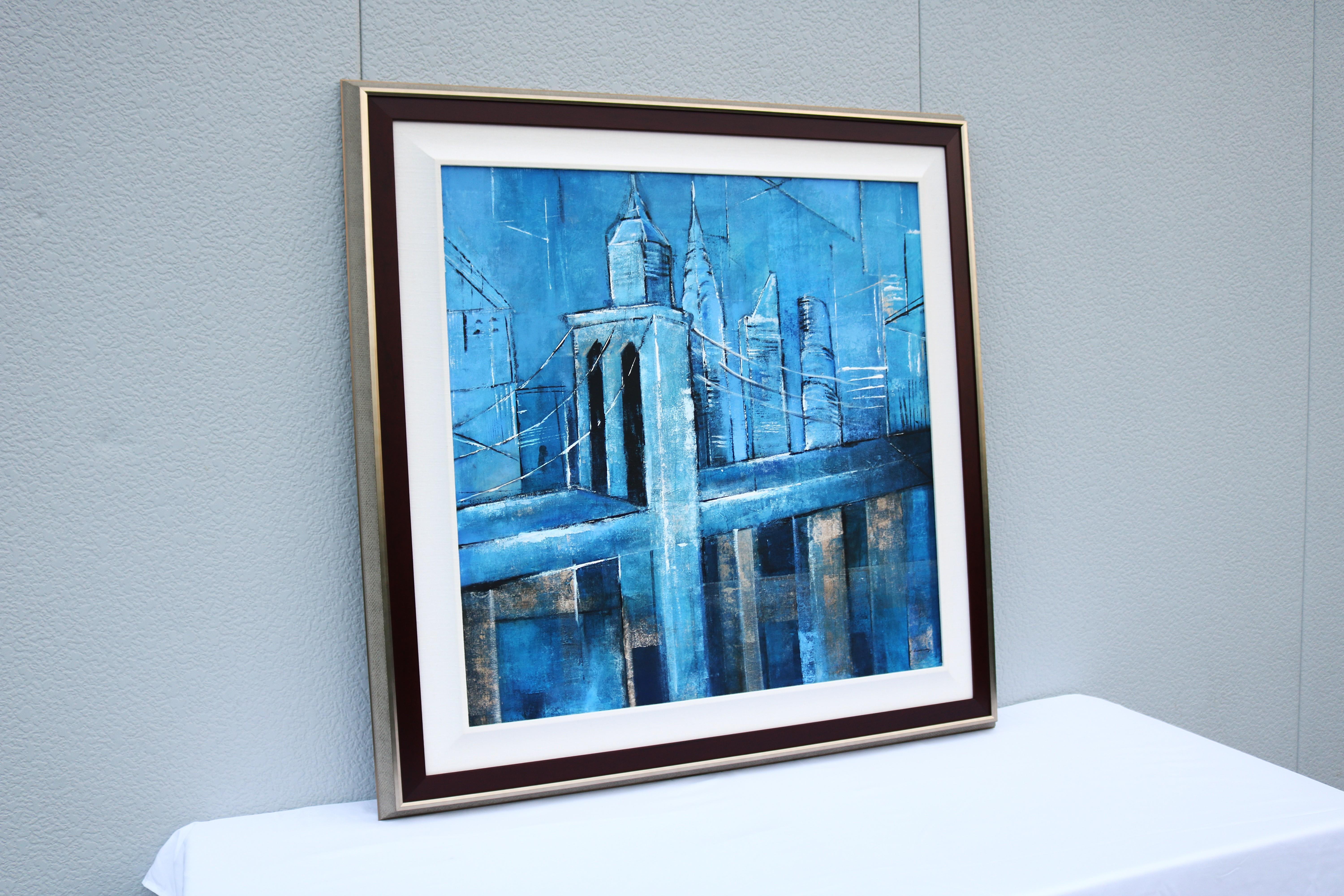 David Dauncey Zeitgenössische Stadtlandschaft Original-Acrylgemälde auf Leinwand Gerahmt im Zustand „Hervorragend“ im Angebot in Secaucus, NJ