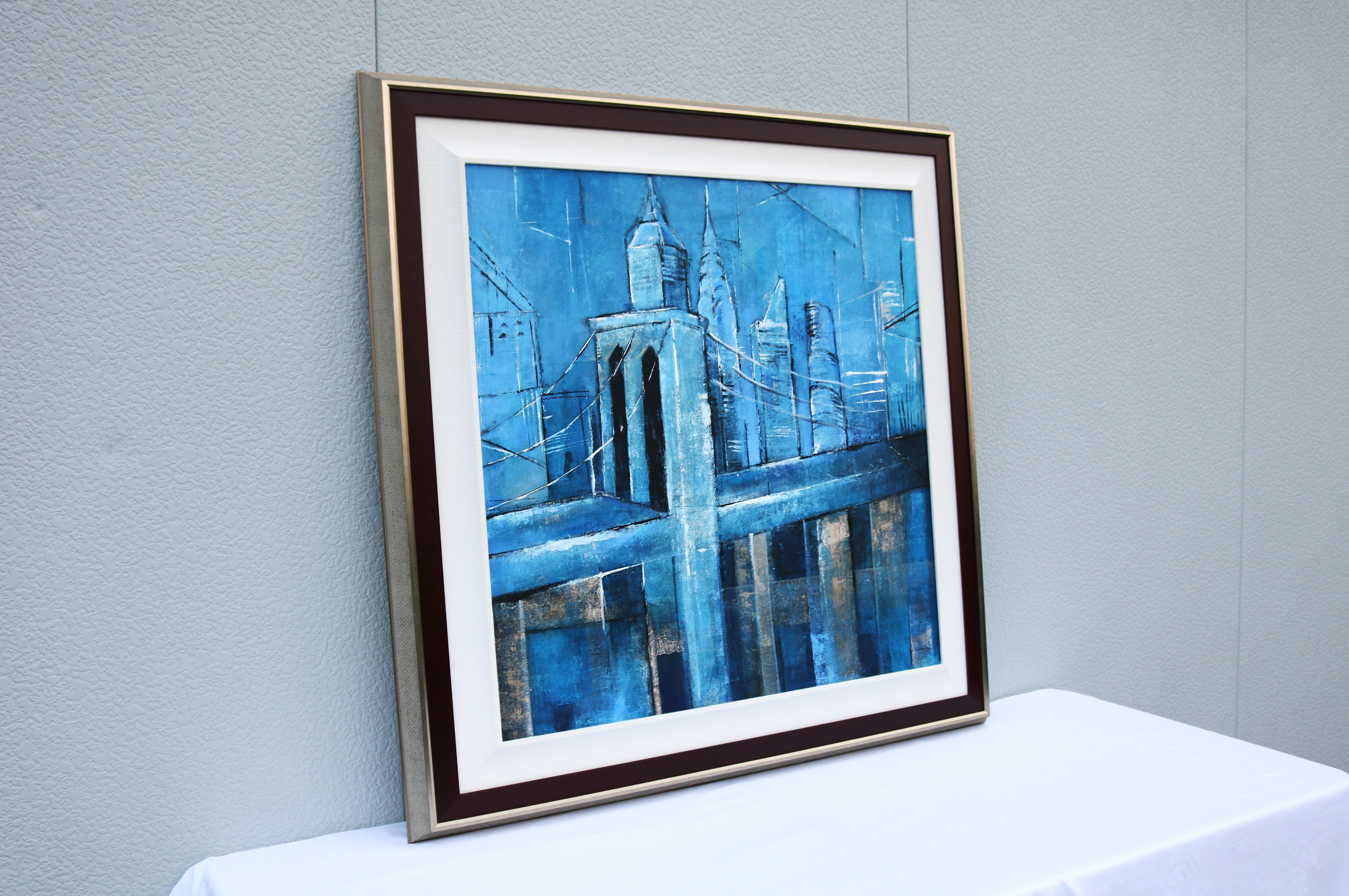 David Dauncey Zeitgenössische Stadtlandschaft Original-Acrylgemälde auf Leinwand Gerahmt (21. Jahrhundert und zeitgenössisch) im Angebot