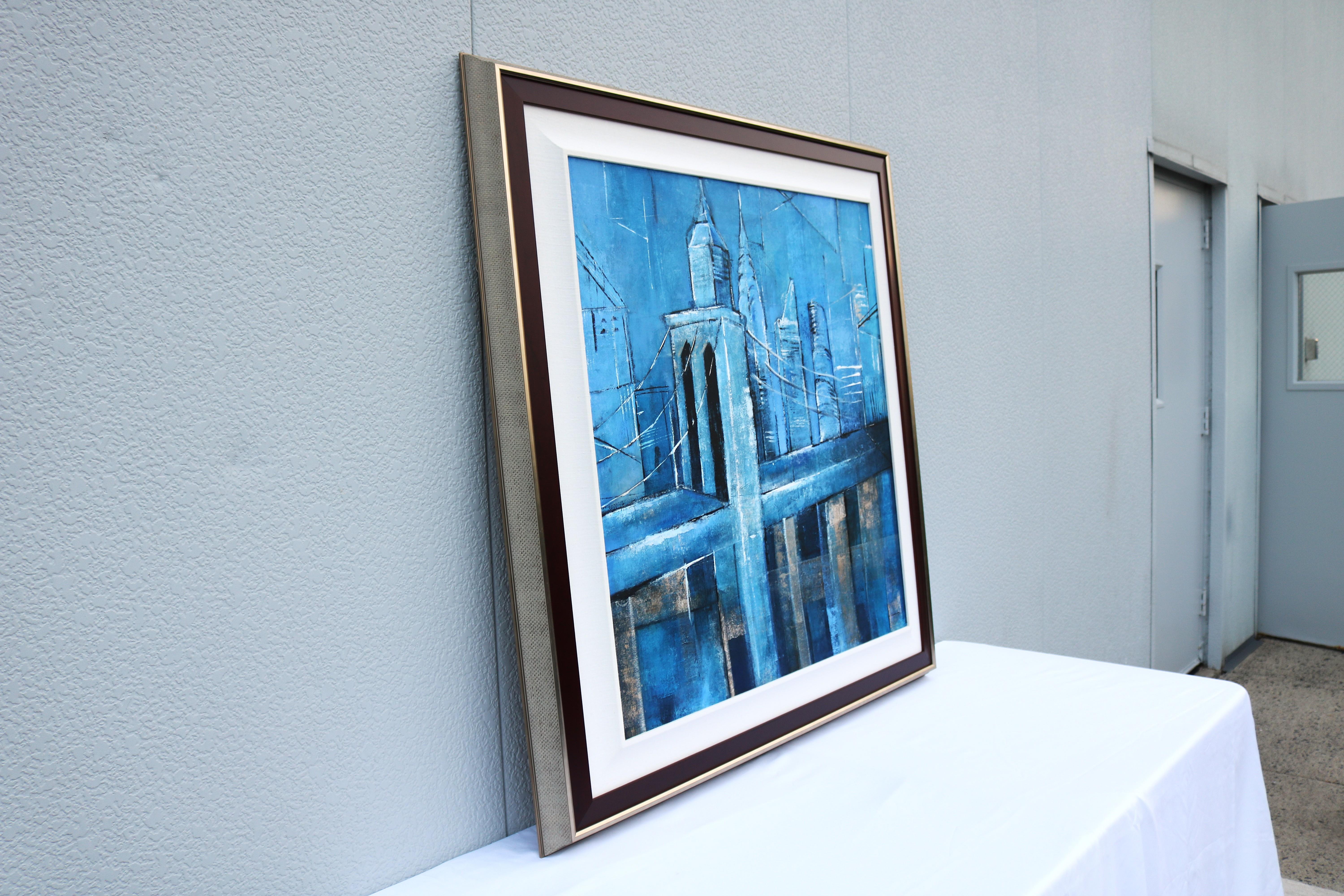David Dauncey Zeitgenössische Stadtlandschaft Original-Acrylgemälde auf Leinwand Gerahmt im Angebot 2