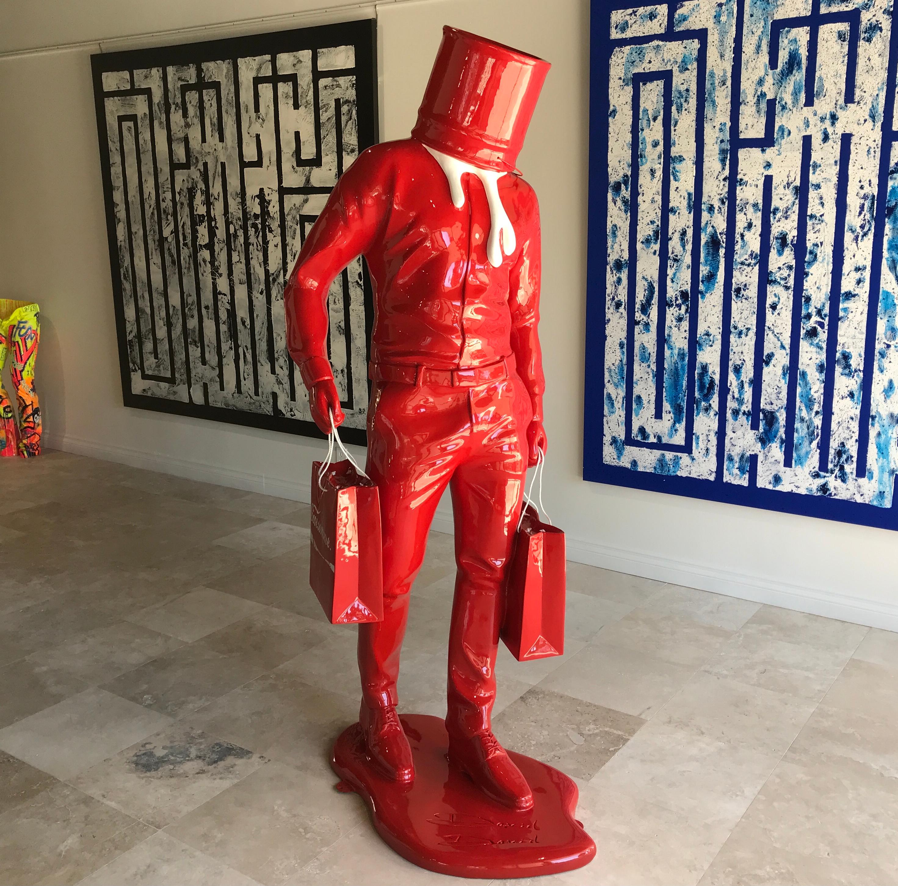 David David Abstract Sculpture - Shopping Man In Art - Cartier shopping bag - Edition of 8