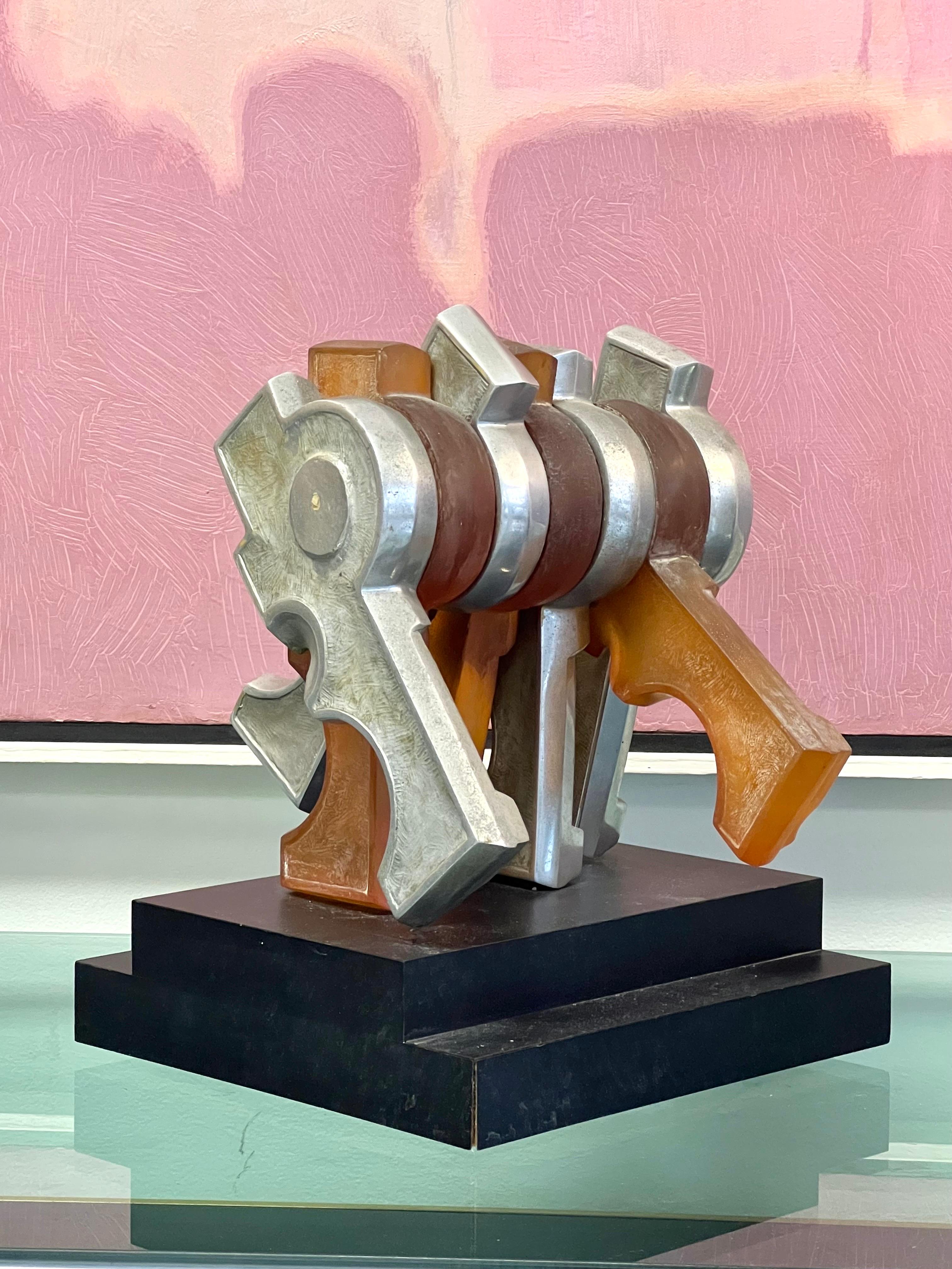 David Davies Abstract Dynamic Metal and Resin Sculpture Futurism In Good Condition For Sale In Miami, FL