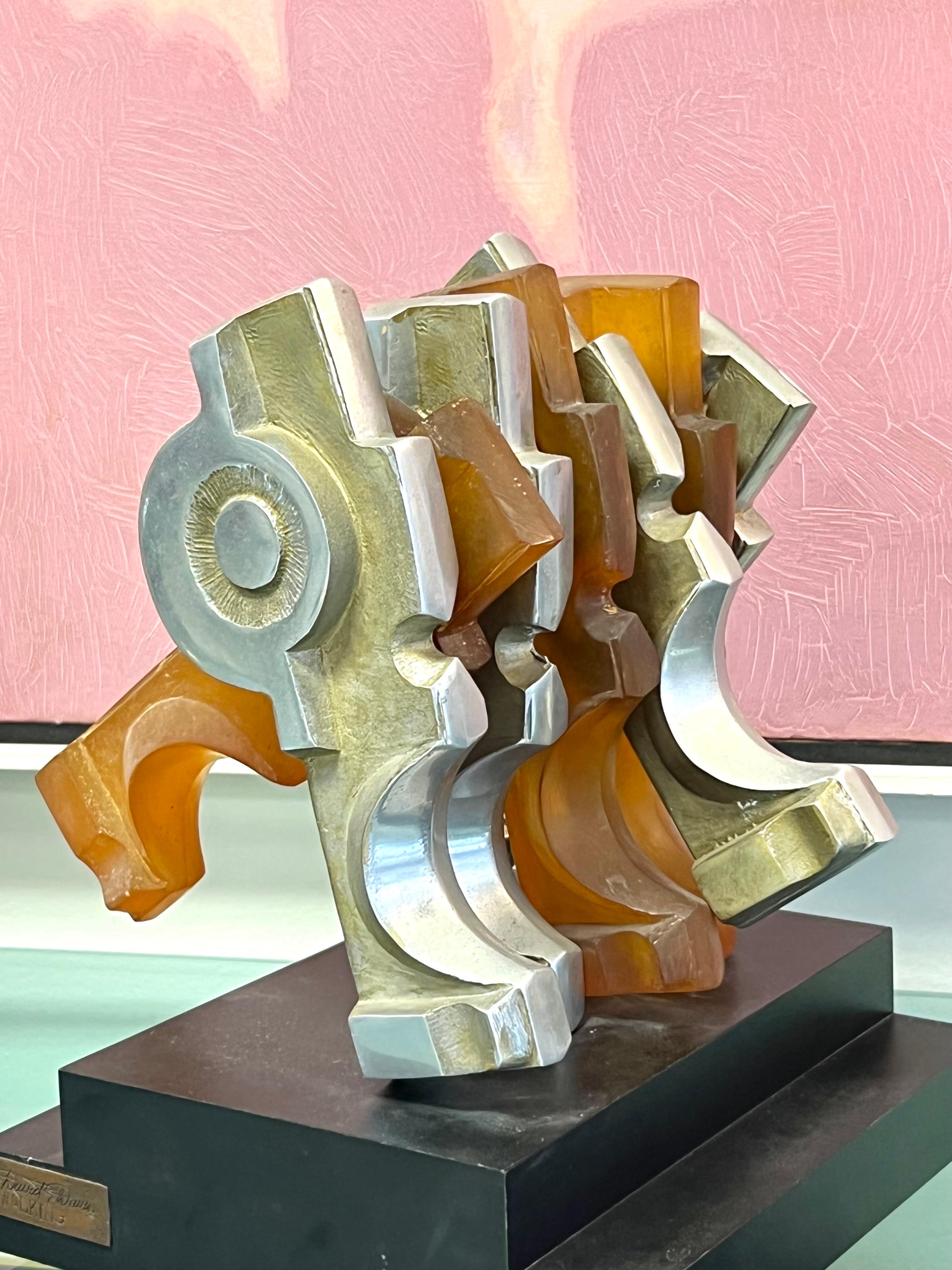 David Davies Abstract Dynamic Metal and Resin Sculpture Futurism For Sale 1