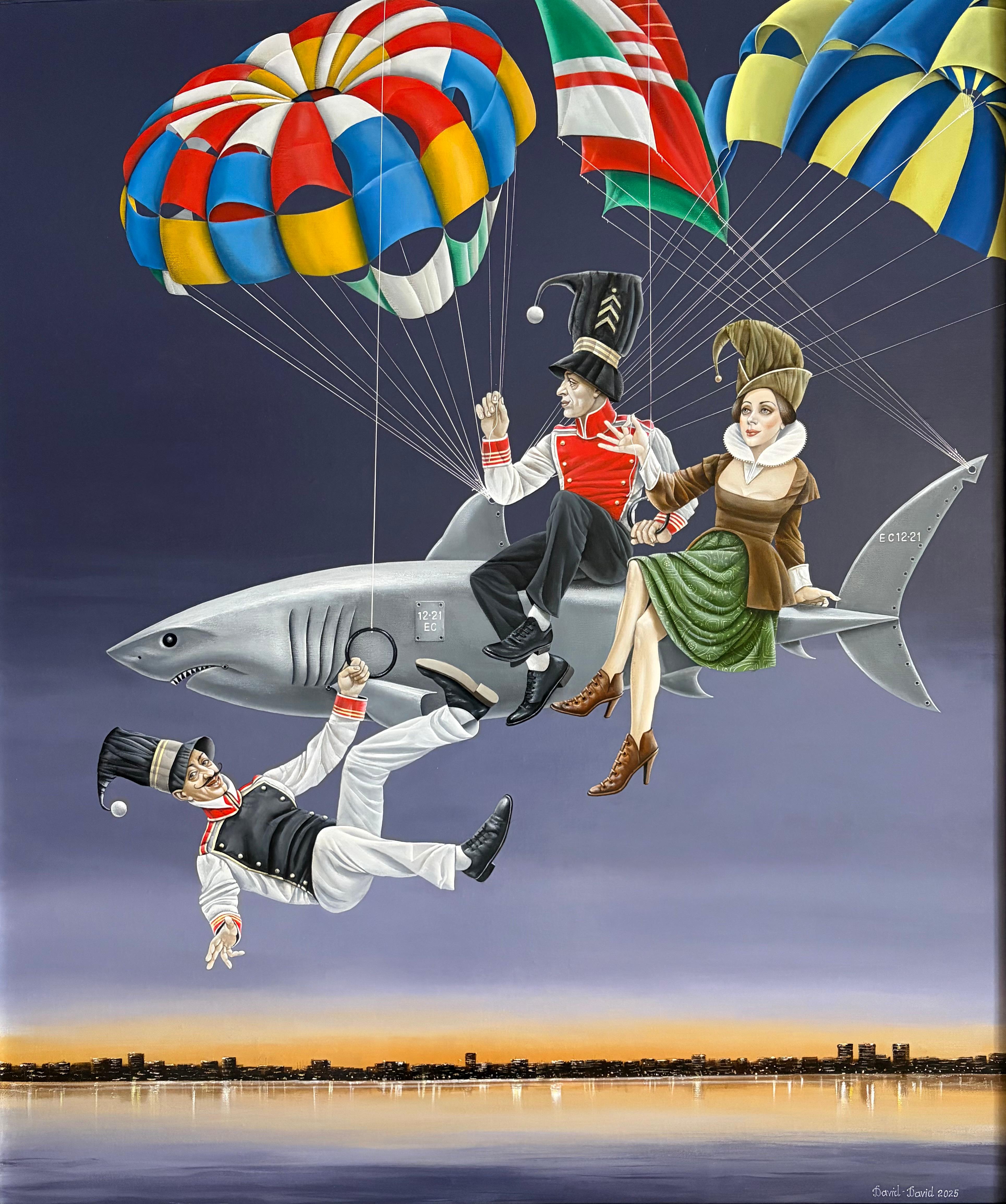 David Davtian Figurative Painting – Zeitgenössisches Ölgemälde, Sky Travelers.