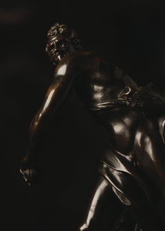 David Defeating Goliath: Patinated Bronze Sculpture from 19th Century France