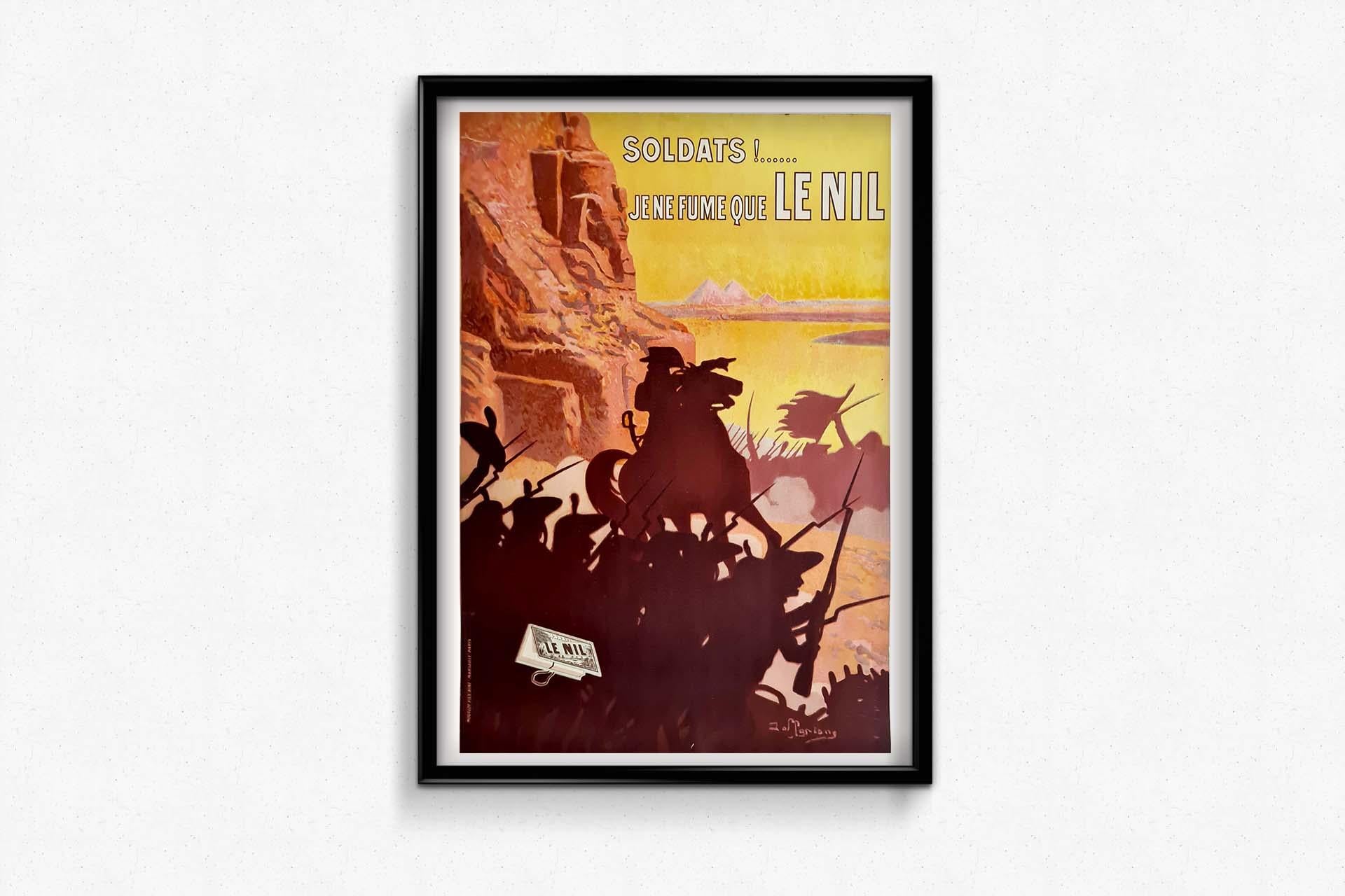 Original advertising poster by Dellepiane - Soldats !... je ne fume que Le Nil For Sale 2