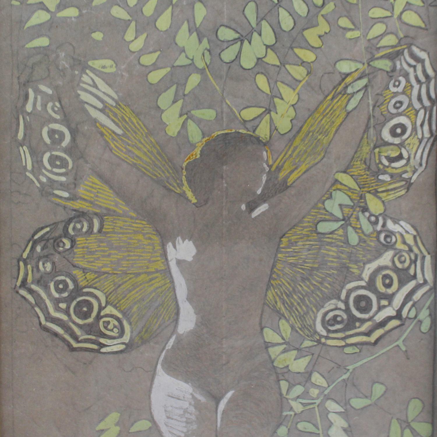 Art Nouveau David Dellepiane 'Femme Pappilon'