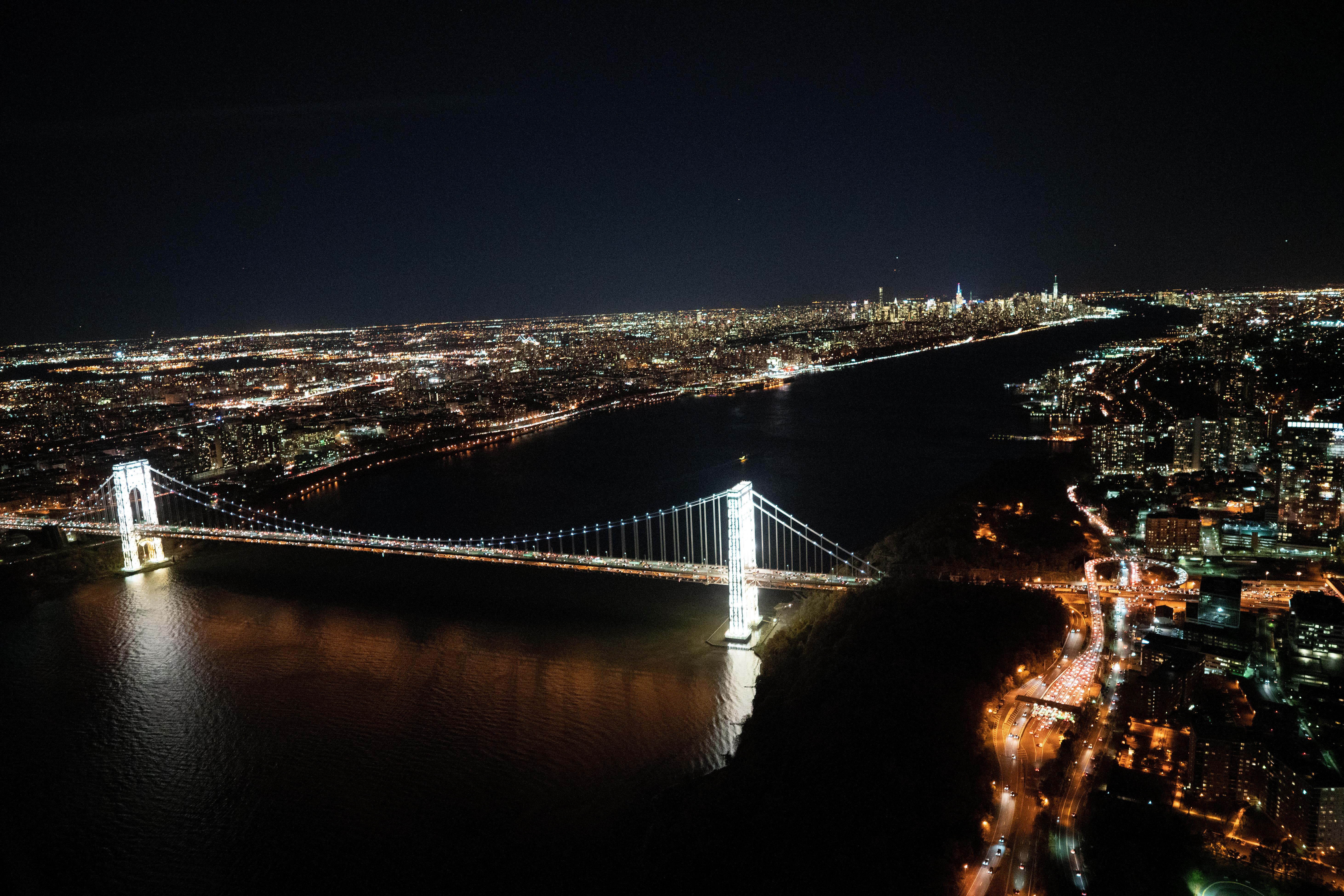 David DeRosa Black and White Photograph - George Washington Bridge Illuminated