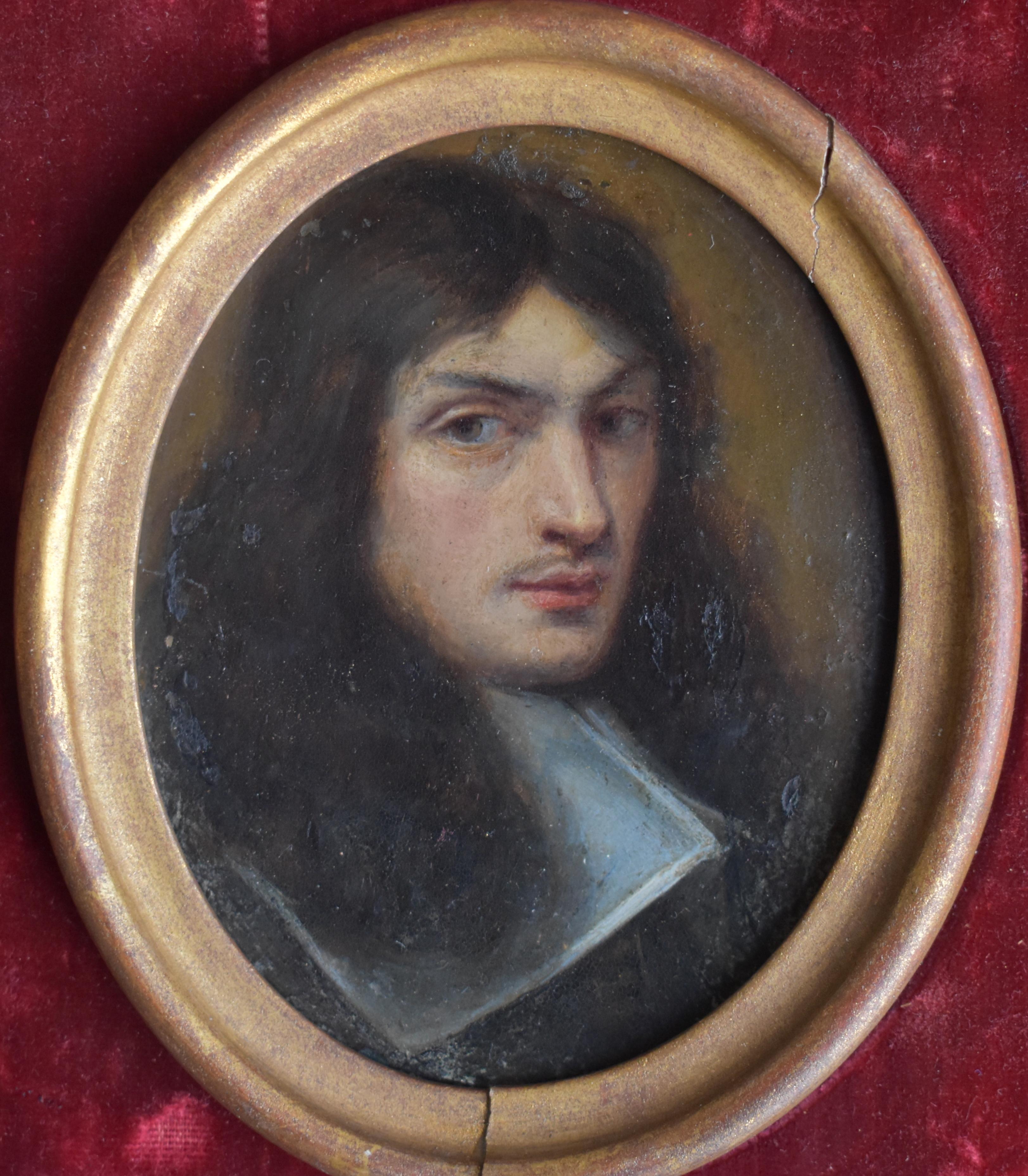 Kreis um David des Granges (1611-1672), Öl auf Kupfer Porträtminiatur, 1660 im Angebot 1