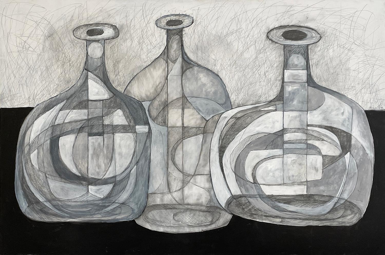 Morandi Bottle 41 (Geometric, Abstract Still Life of Bottles in Black and White)