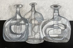 Morandi Bottle 41 (Geometric, Abstract Still Life of Bottles in Black and White)