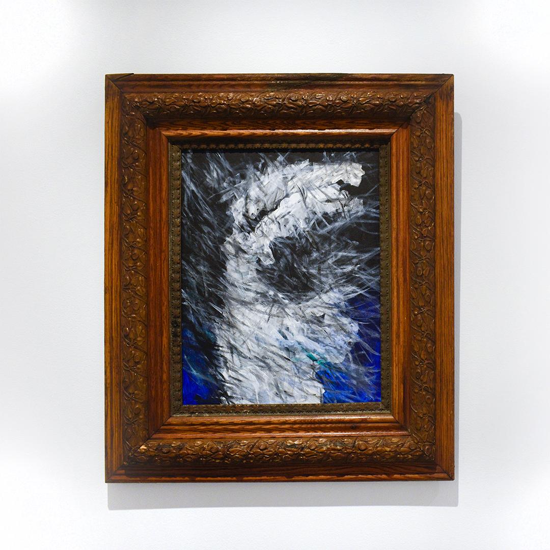 Nike che scende IV: pittura ad olio figurativa astratta incorniciata Dea greca Nike - Painting di David Dew Bruner