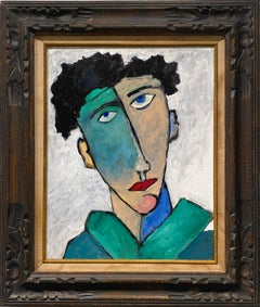 Portrait III (Fauvist, Modigliani Inspired Abstract Portrait in Antique Frame)