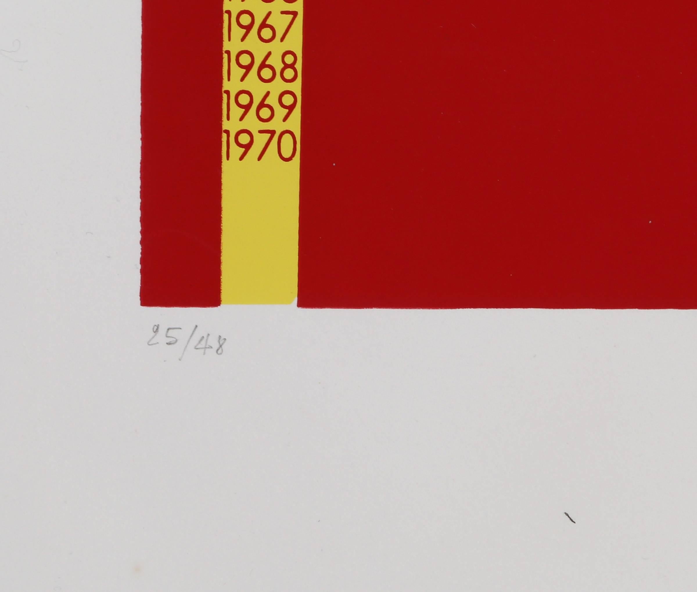 Barnett Newman Chronology of Work, Minimalist Screenprint by David Diao For Sale 1