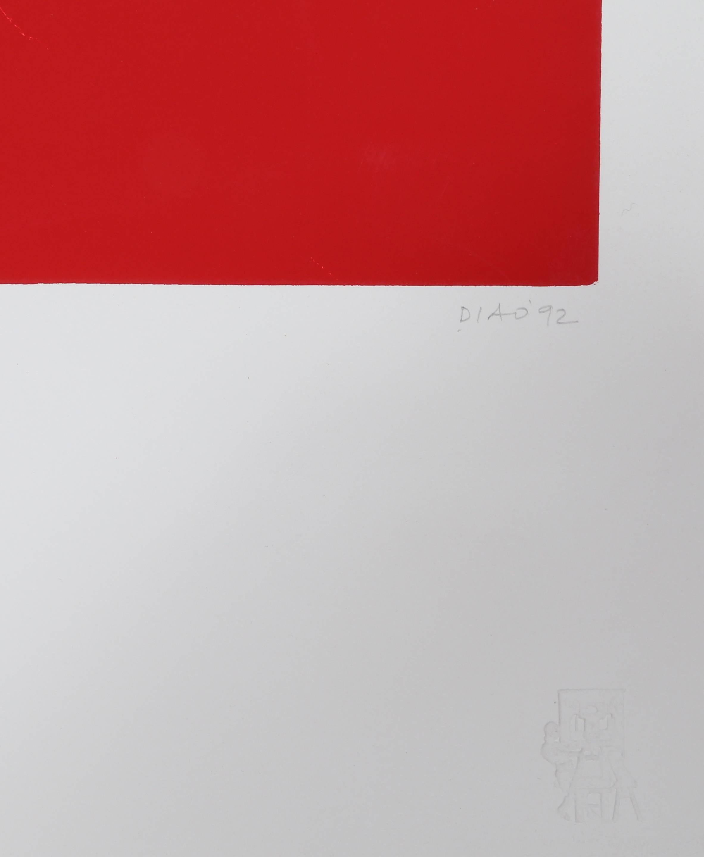 Barnett Newman: The Paintings (Red), Abstract Screenprint by David Diao im Angebot 1