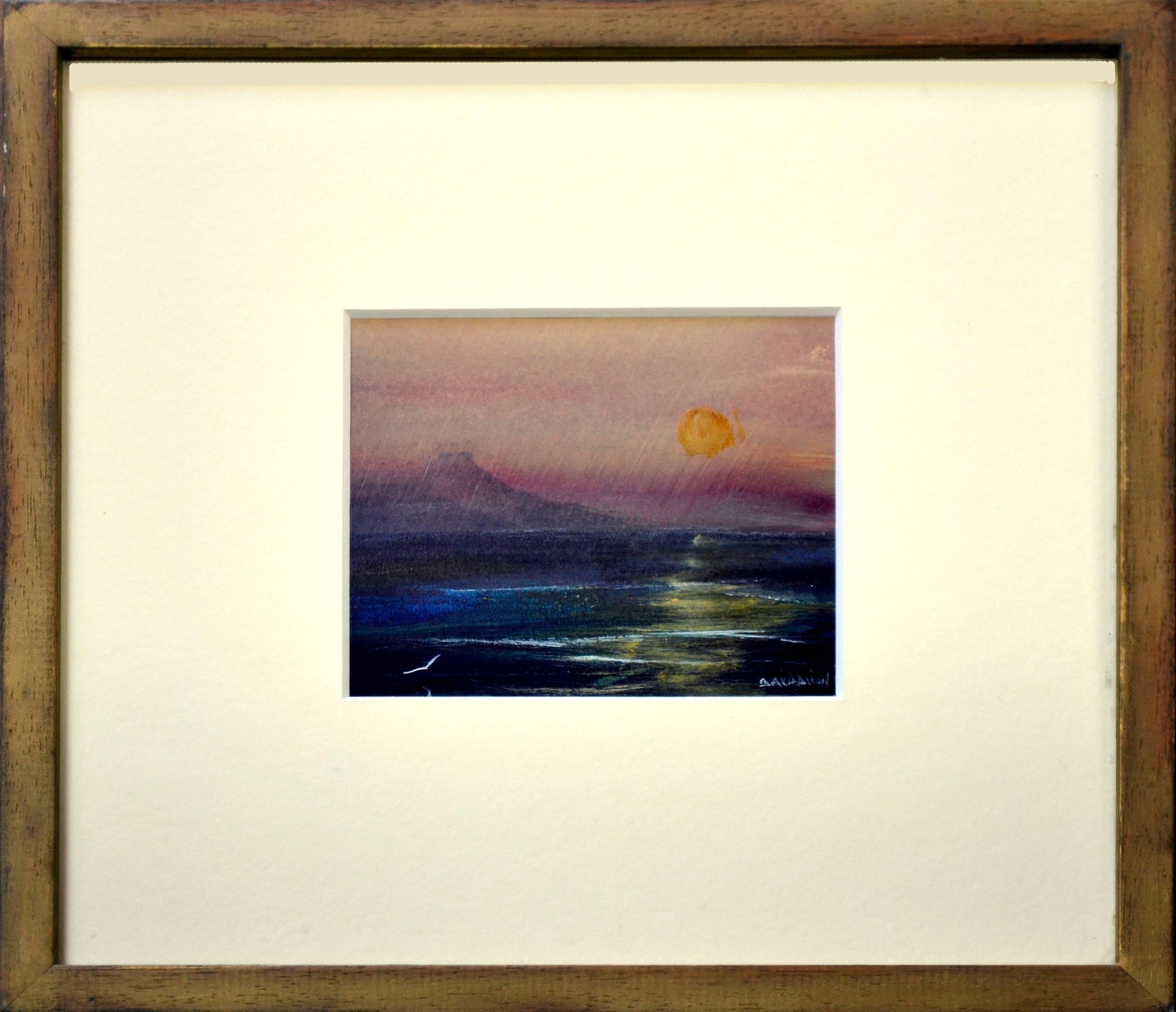 David Dixon  Landscape Painting - Newgale, Pembrokeshire, Wales - Sunset Seascape 