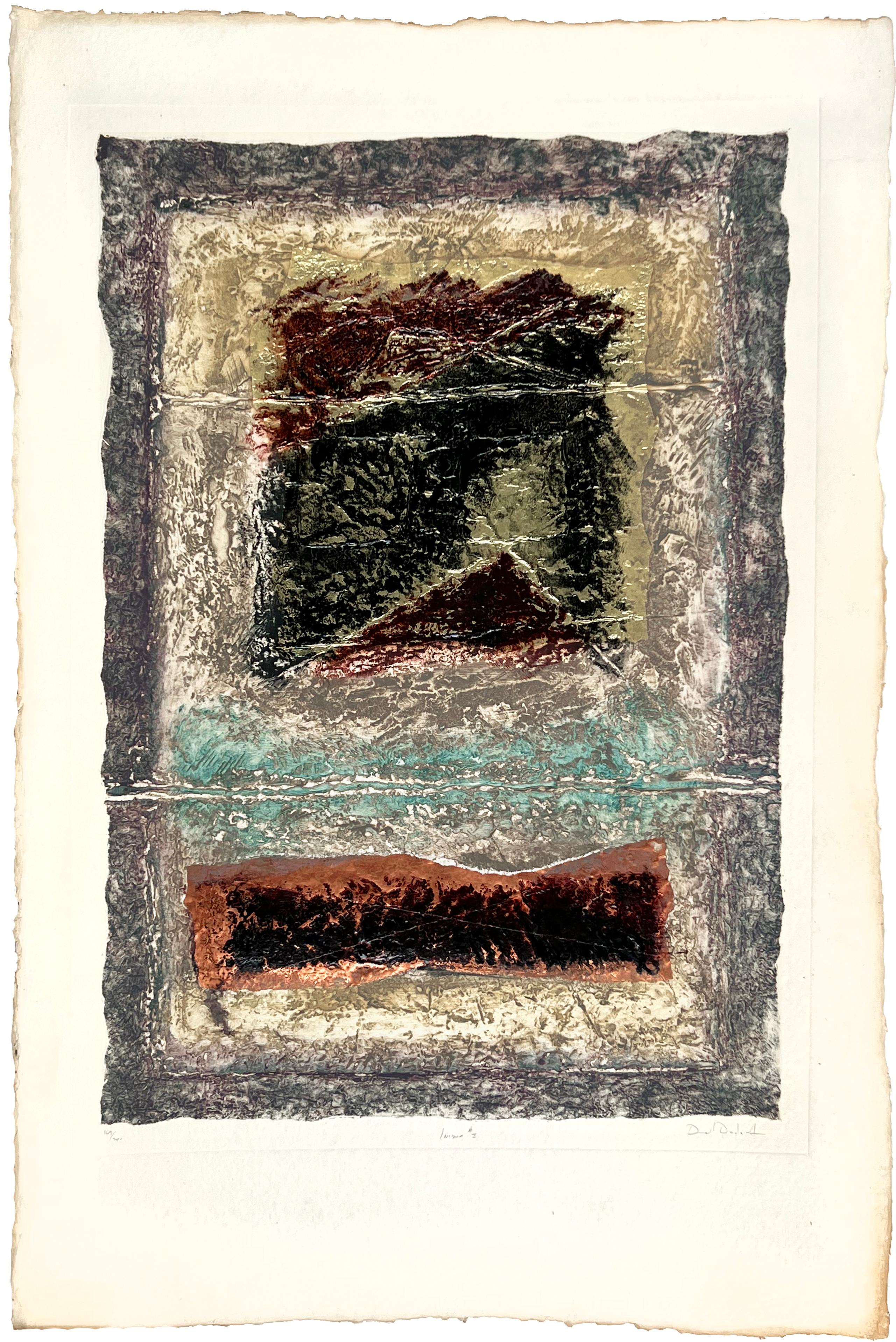 „Insignia“ #1 Handgefertigtes abstraktes Papier mit Aquatinta
