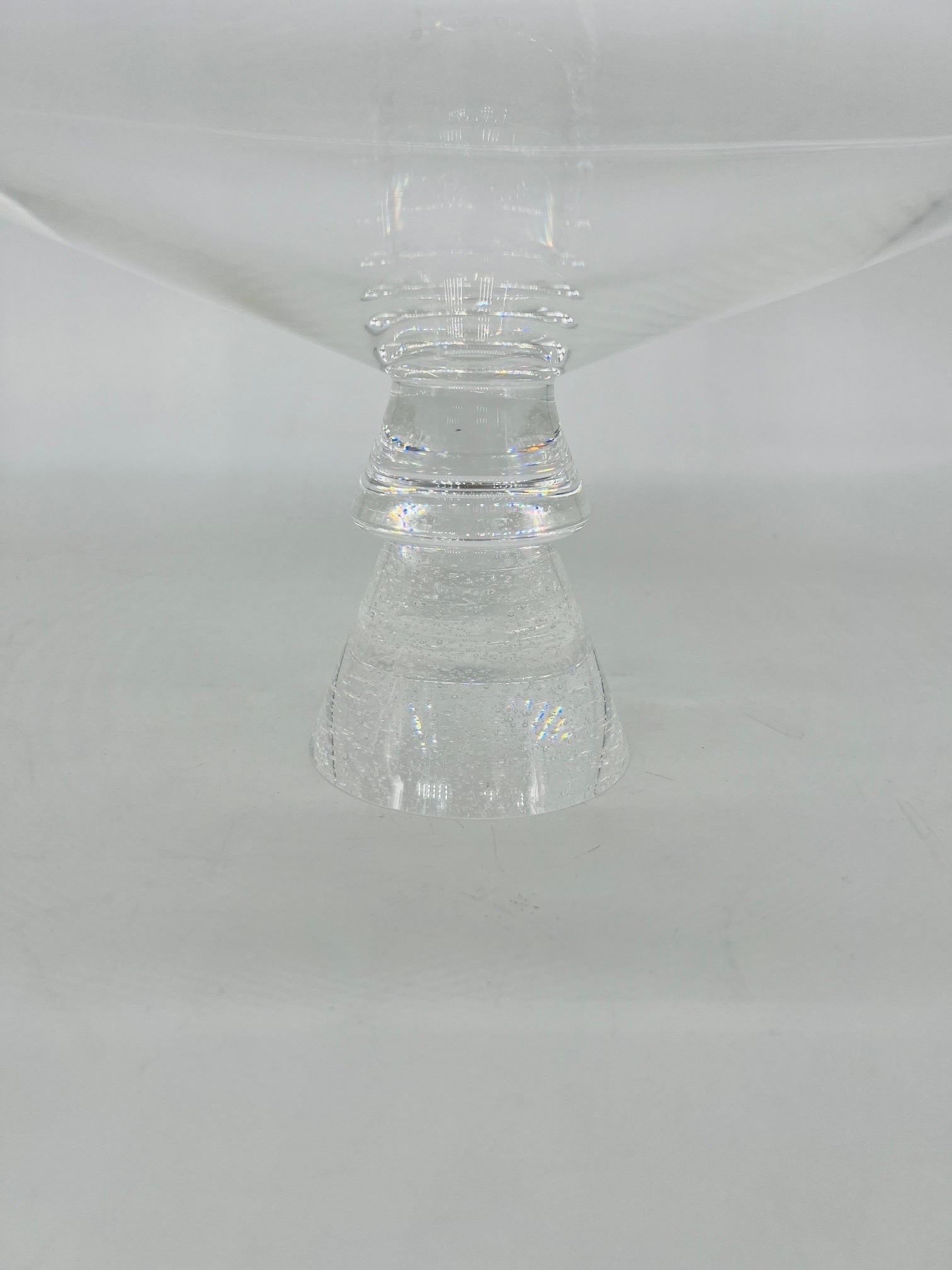 Crystal David Dowler for Steuben “Stardust” Pattern Centerpiece Bowl or Tazza circa 1985 For Sale
