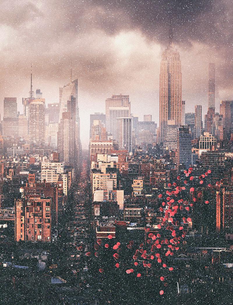 David Drebin Portrait Photograph - Balloons over NYC (Diamond Dust version)