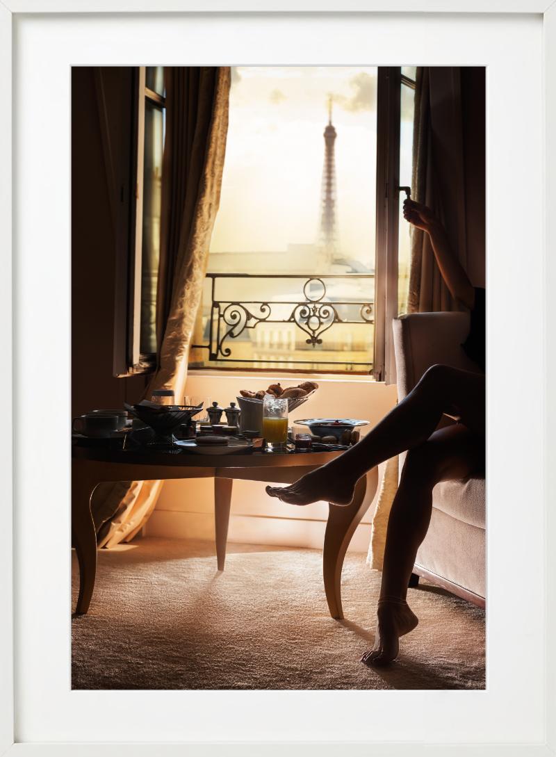 Breakfast in Paris, Balkony View of the Eiffel Tower, Fine Art Photography, 2025 For Sale 4