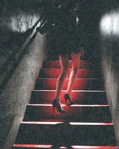 DAVID DREBIN Mädchen auf den roten Stufen (Diamond Dust Version)