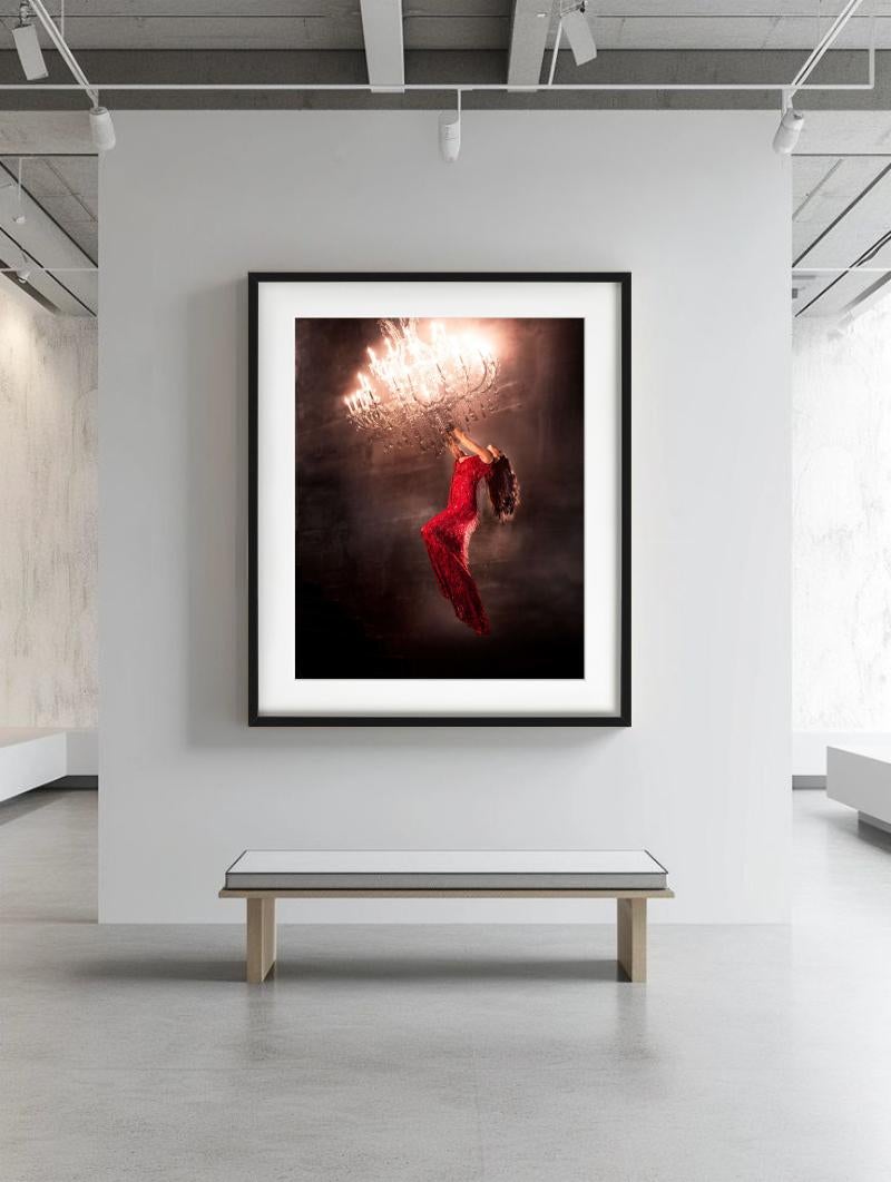 Hanging on, Woman in a red dress, Fine Art Photography, 2020 For Sale 7