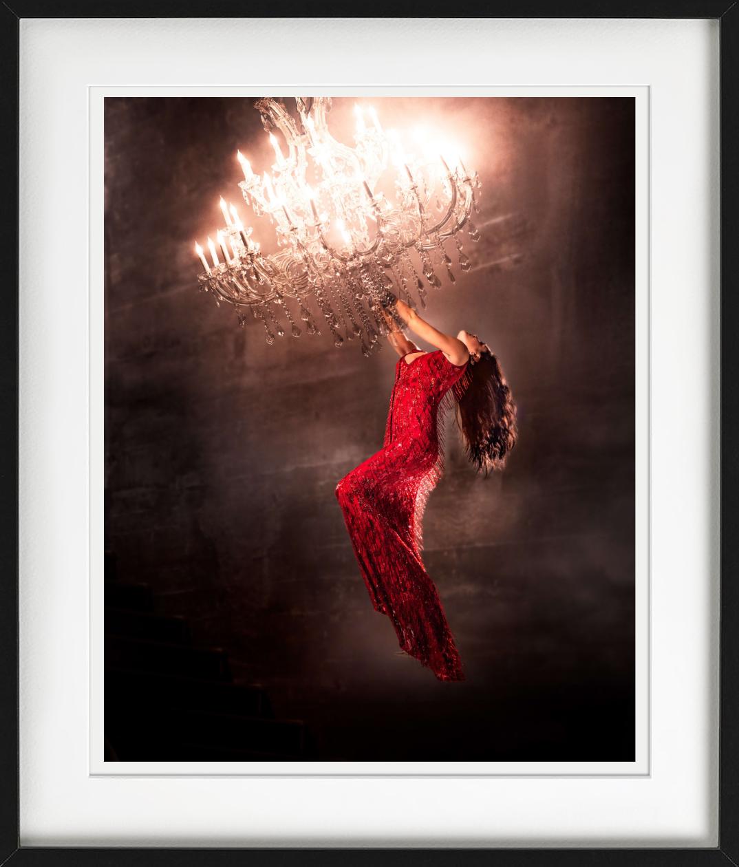 Hanging on, Woman in a red dress, Fine Art Photography, 2020 For Sale 1