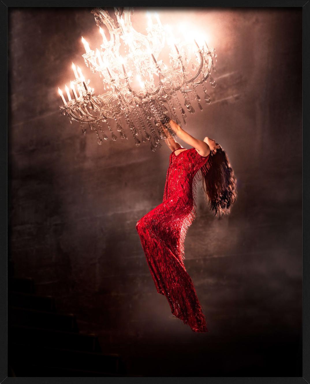 Hanging on, Woman in a red dress, Fine Art Photography, 2020 For Sale 2