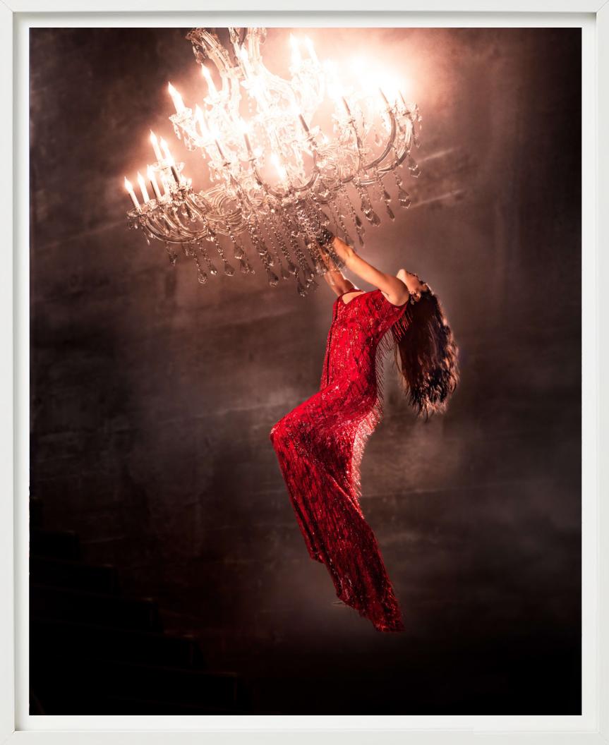 Hanging on, Woman in a red dress, Fine Art Photography, 2020 For Sale 3