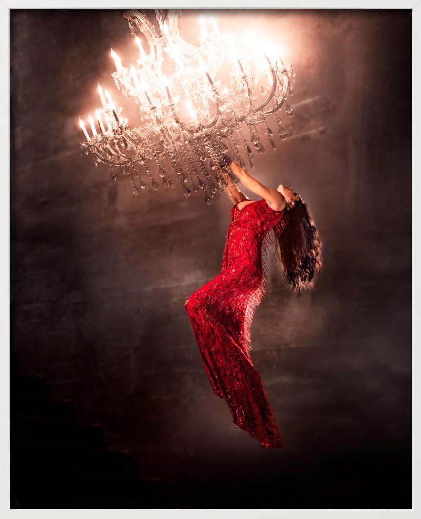 Hanging on, Woman in a red dress, Fine Art Photography, 2020 For Sale 5
