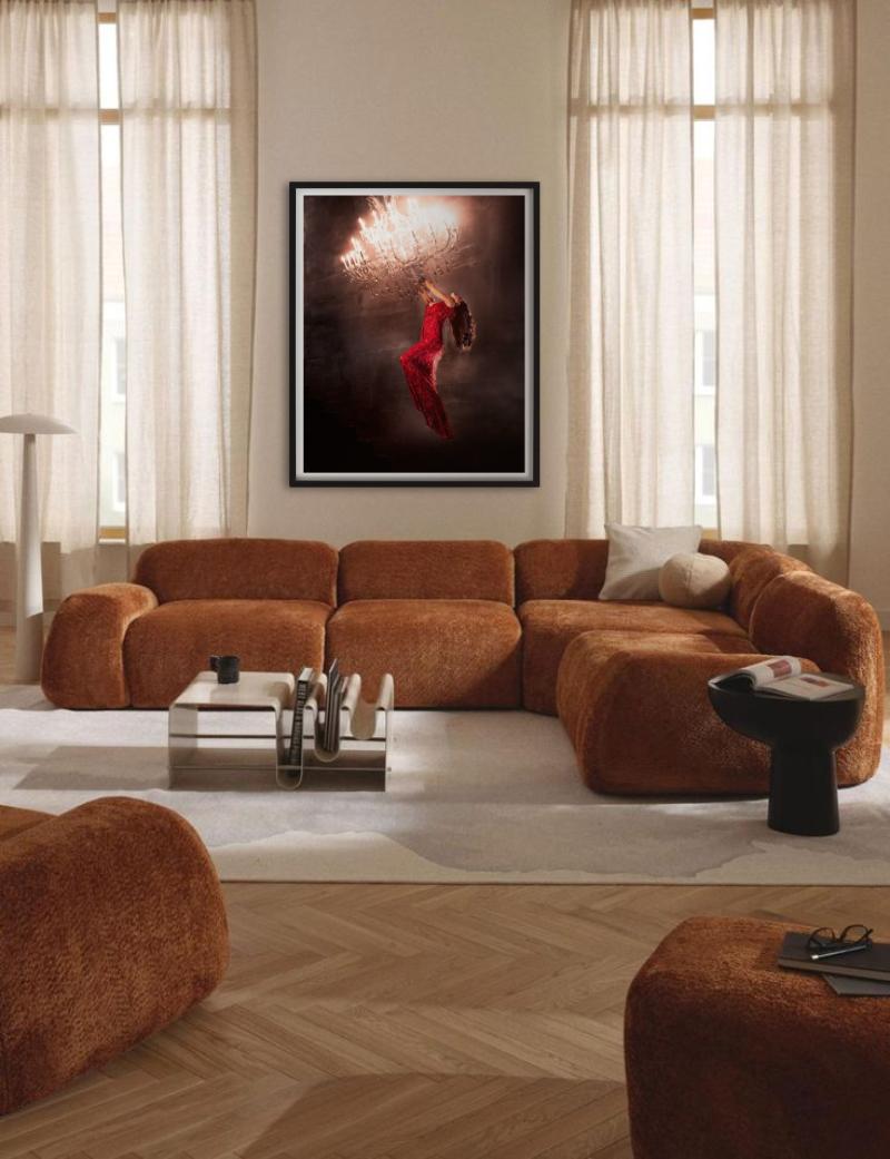 Hanging on, Woman in a red dress, Fine Art Photography, 2020 For Sale 6