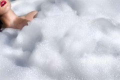 Lips in Bubbles - Closeup of Bathing Woman with Lipstick, Fine Art Photography