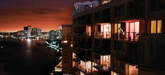 Miami at Night - Illuminated Cityscape along a River, Fine Art Photography, 2009