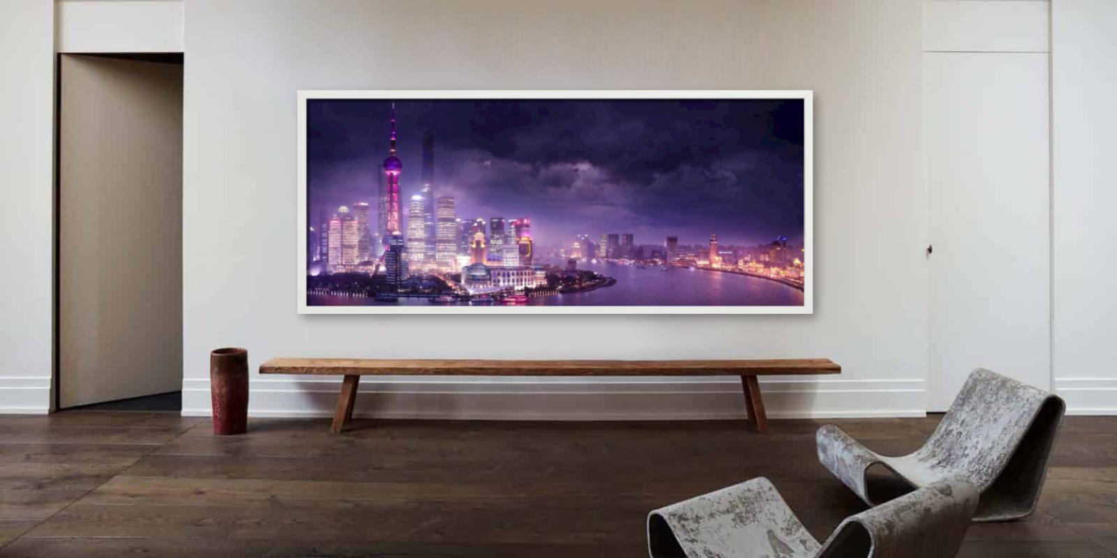 Shanghai Love, Purple Panoramic View of City and Lake, Fine Art Photography 2015 For Sale 1