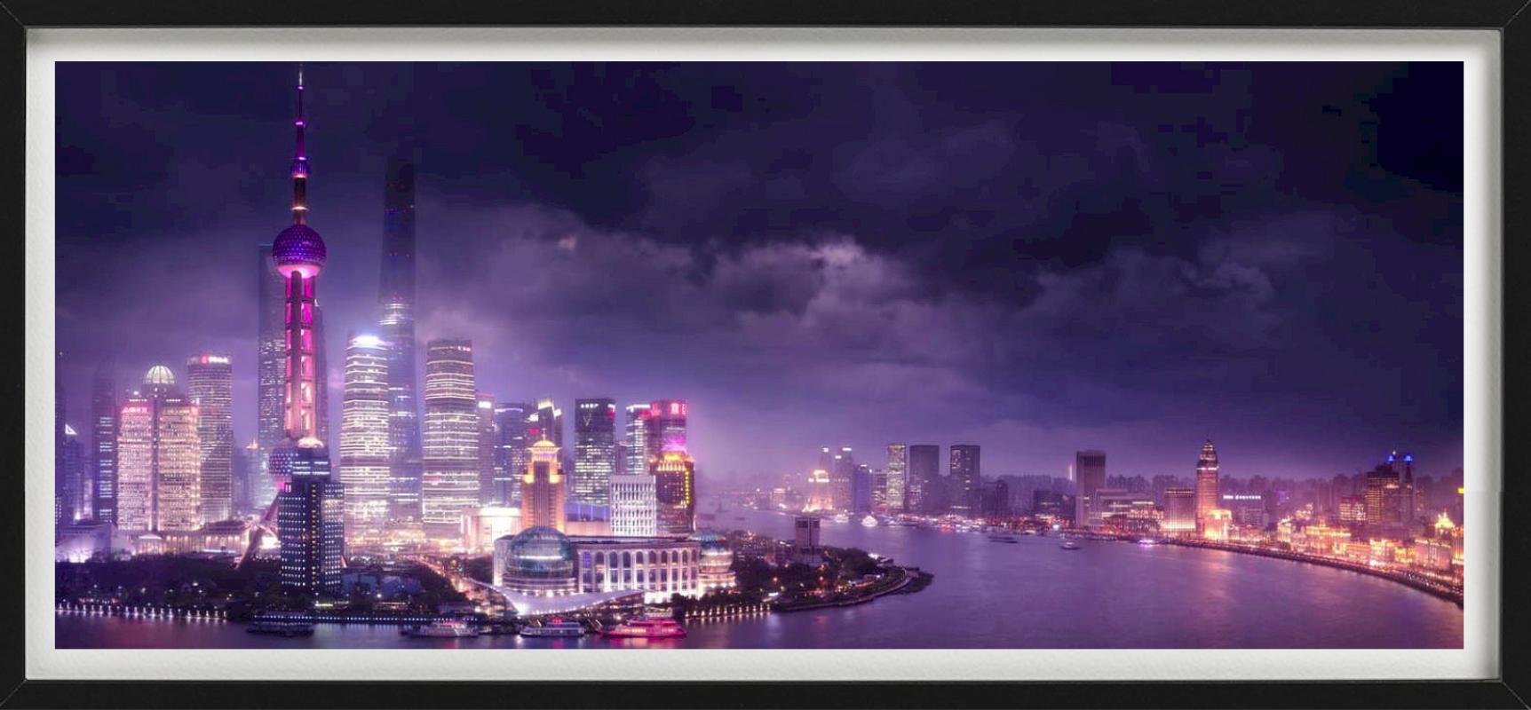 Shanghai Love, Purple Panoramic View of City and Lake, Fine Art Photography 2015 For Sale 2