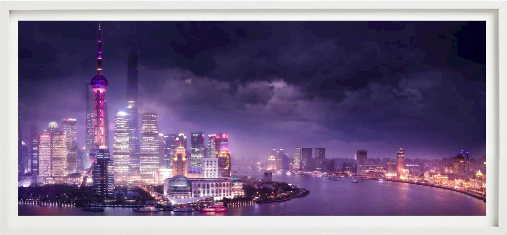 Shanghai Love, Purple Panoramic View of City and Lake, Fine Art Photography 2015 For Sale 4