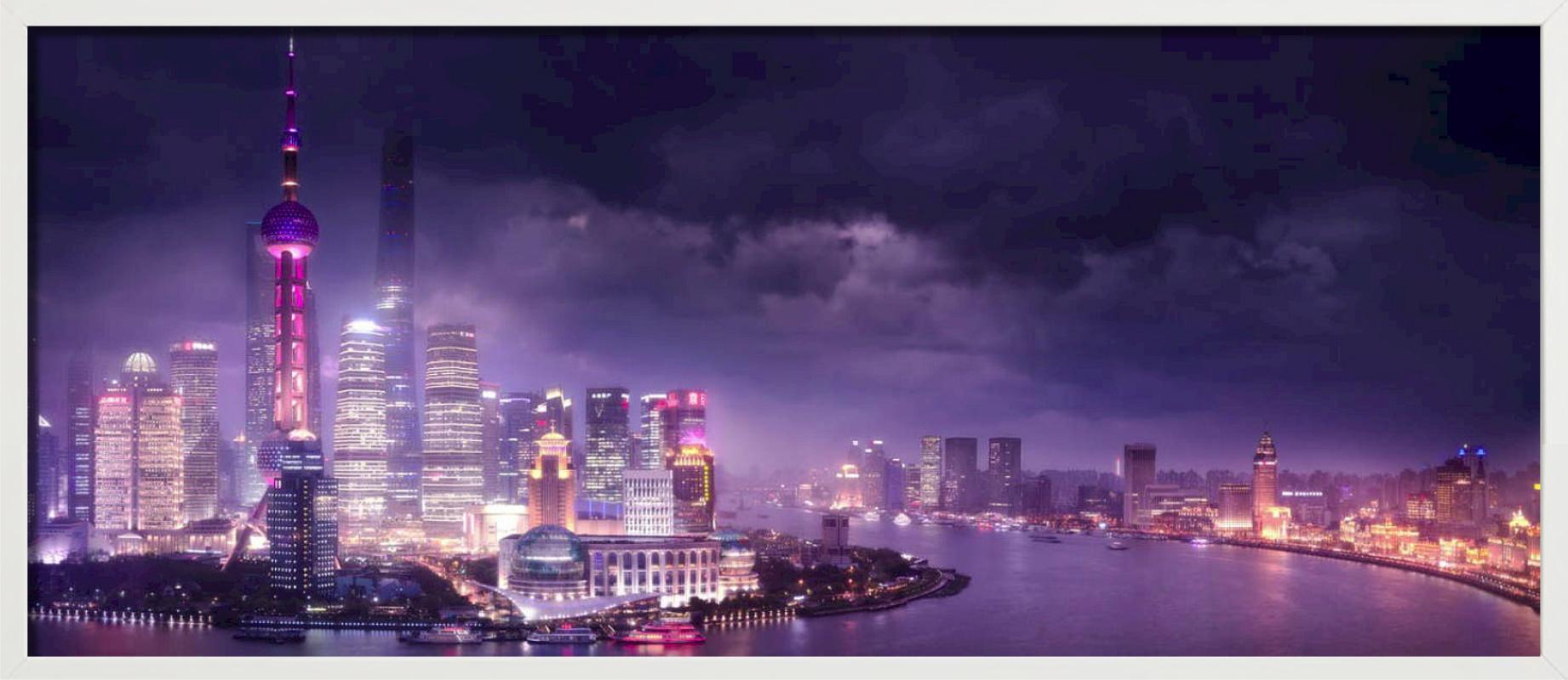 Shanghai Love, Purple Panoramic View of City and Lake, Fine Art Photography 2015 For Sale 5