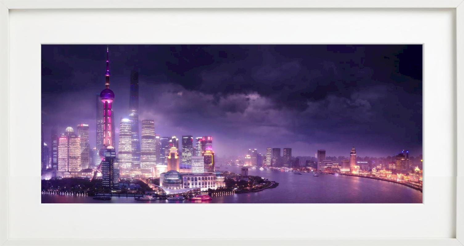Shanghai Love, Purple Panoramic View of City and Lake, Fine Art Photography 2015 For Sale 6
