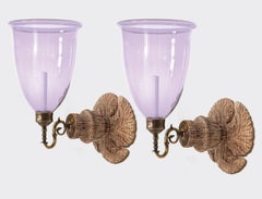 David Duncan Studio Lilac Hurricane Sconces on Large Spiral Backplates
