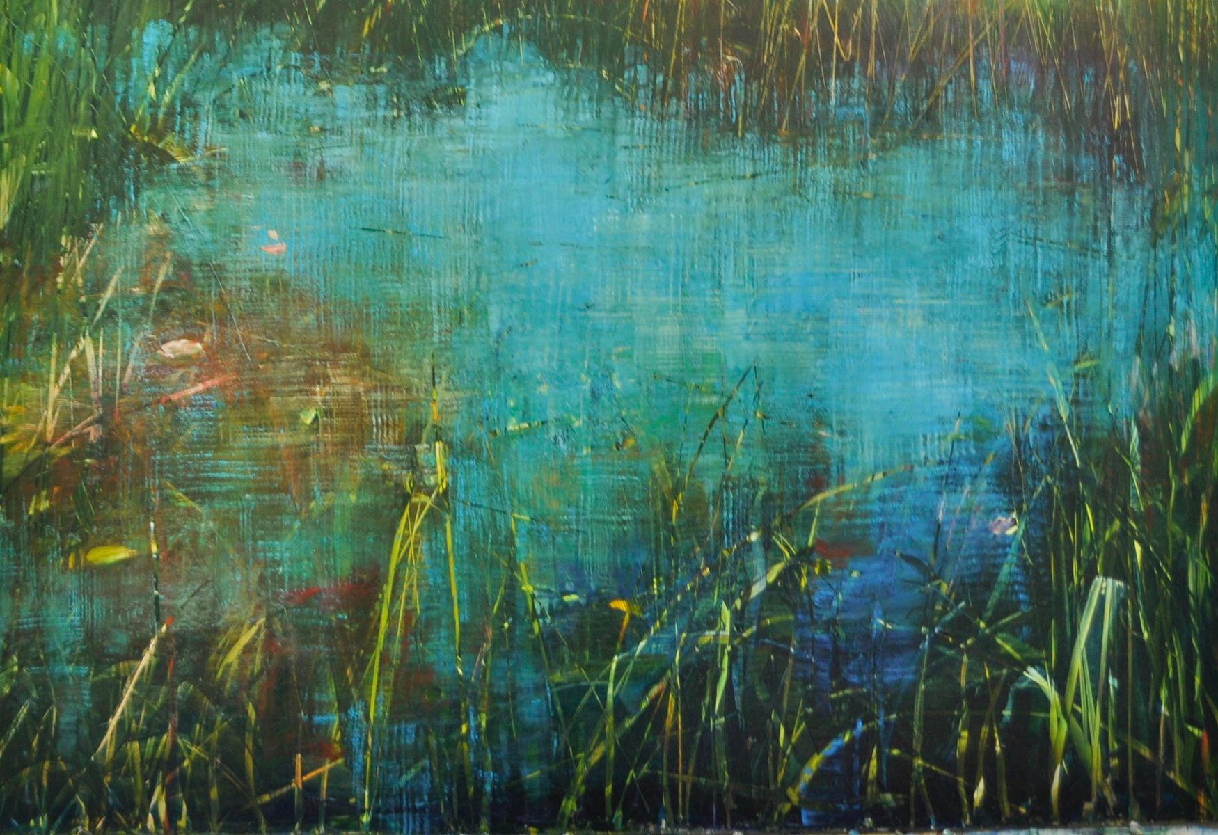 Into an Azure Pond - Painting by David Dunlop
