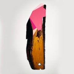 "Lean 12" (can hang 360 degrees) minimal art, resin, acrylic, pink contemporary