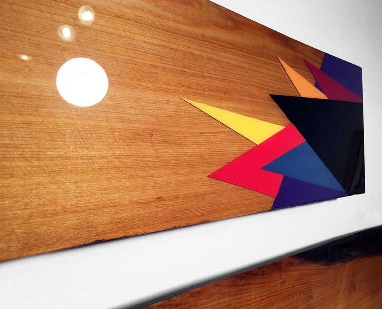 Leaner #55, David E. Peterson, Contemporary Colorful Wooden Wall Sculpture For Sale 2