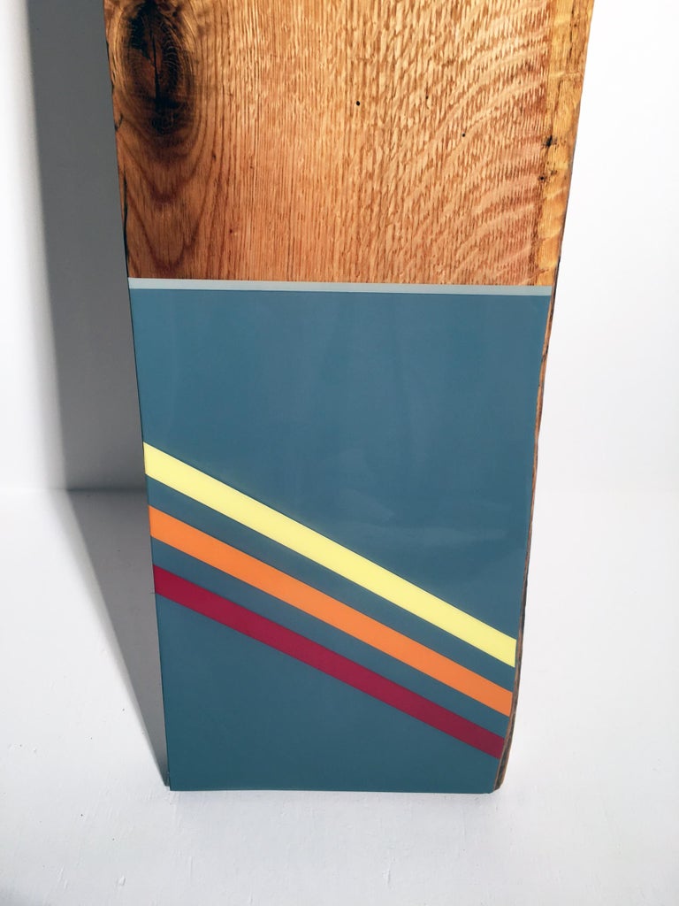 Leaner 70, Contemporary Colorful Painted Design, Wooden Wall Sculpture - Painting by David E. Peterson